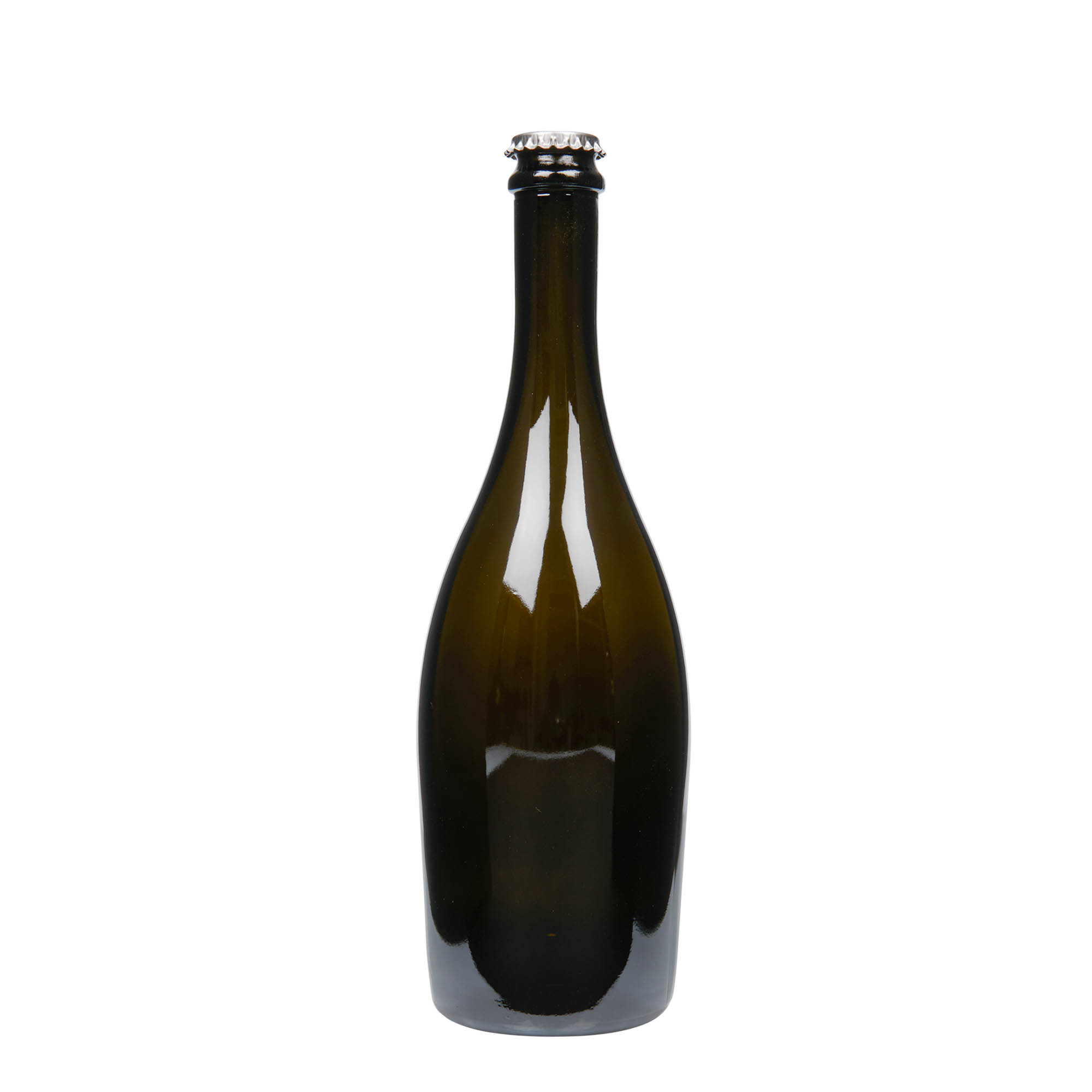 750 ml kuohuviinipullo 'Carmen', lasia, antiikkivihreä, suukappale: kruunukorkki