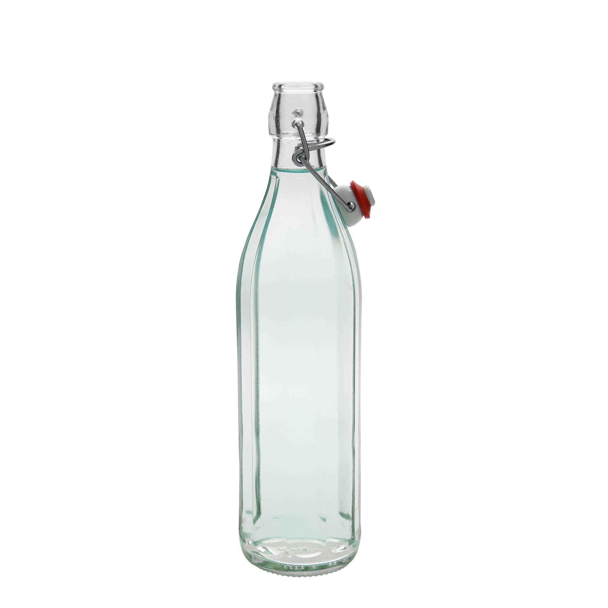 750 ml lasipullo 'Bravo', kymmenkulmainen, suuaukko: lukittava kannellinen