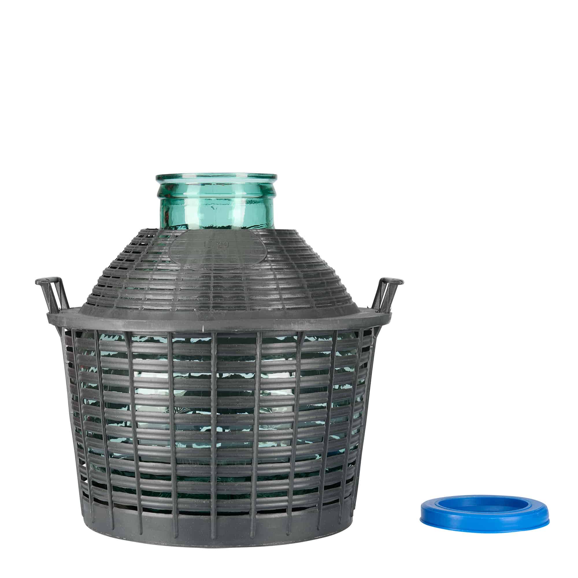 20 l pallopullo leveällä suulla, lasia, suuaukko: päällekäyvä kansi