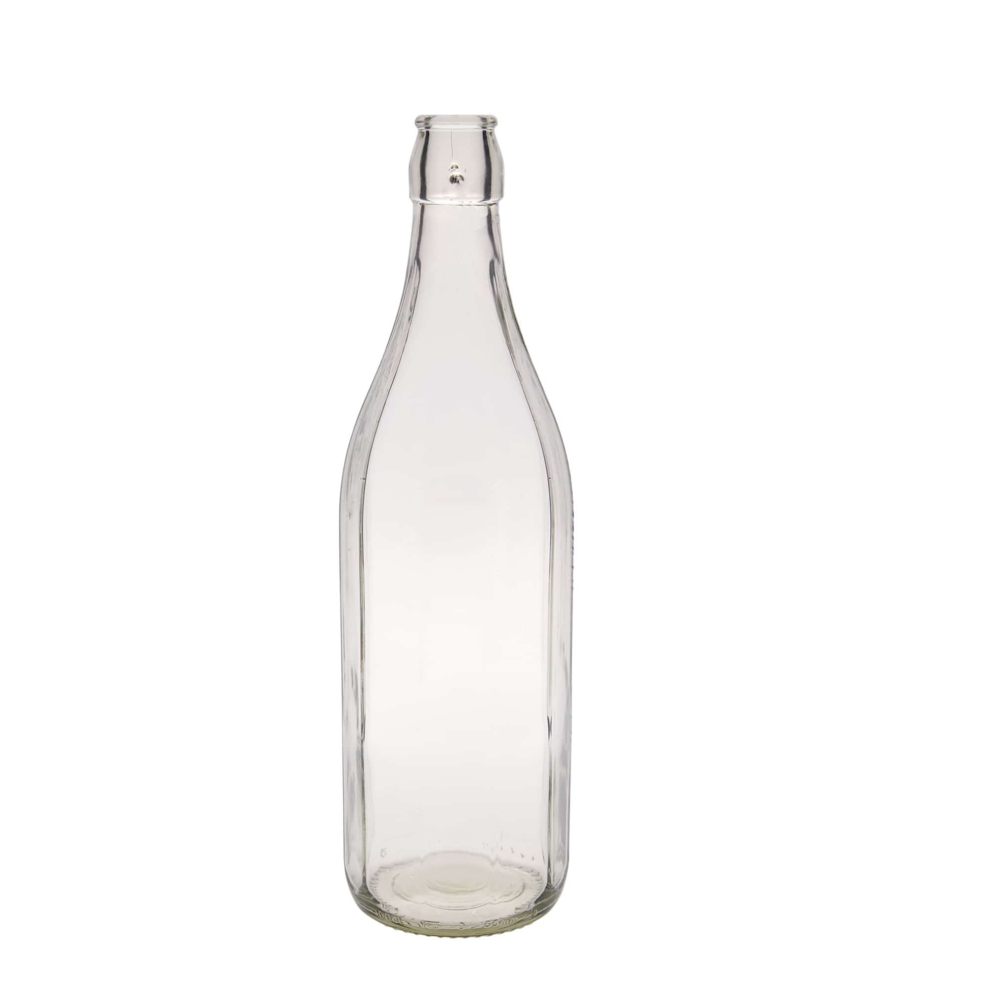 1 000 ml lasipullo 'Bravo' #, kymmenkulmainen, suuaukko: saranakorkki