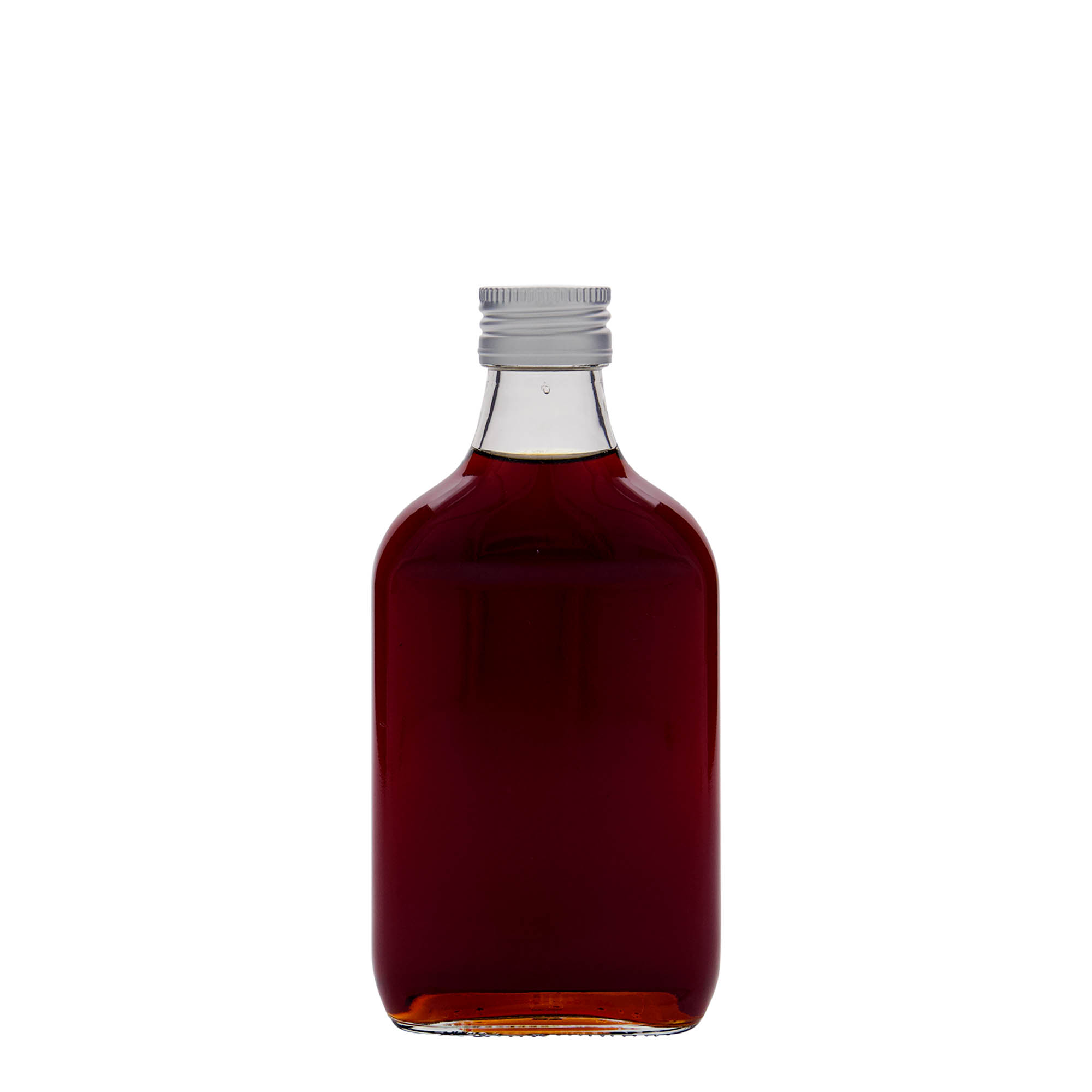200 ml taskupullo, suorakaide, lasi, suuaukko: PP 28 200 ml taskupullo, suorakaide, lasi, suuaukko: PP 28