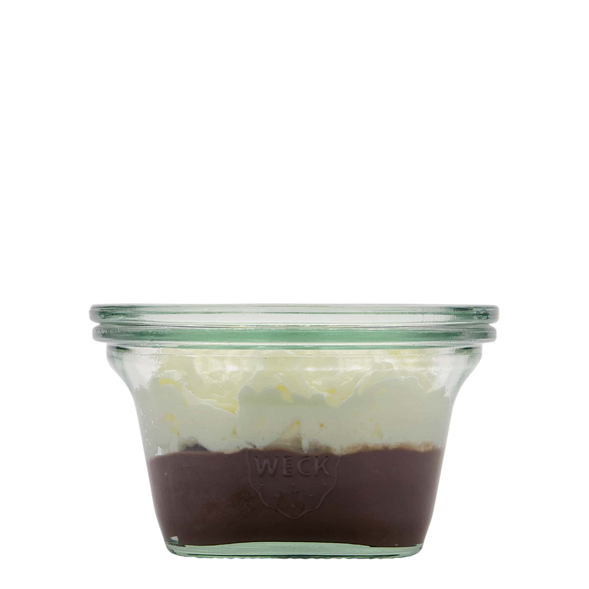 290 ml WECK-Quadro-lasia, neliömäinen, suuaukko: pyöreä reuna