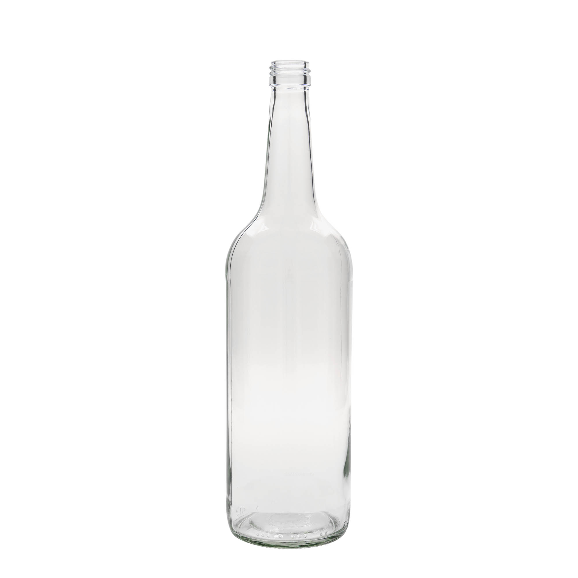 1.000 ml lasipullo suora kaula, suuaukko: PP 28 1.000 ml lasipullo suora kaula, suuaukko: PP 28