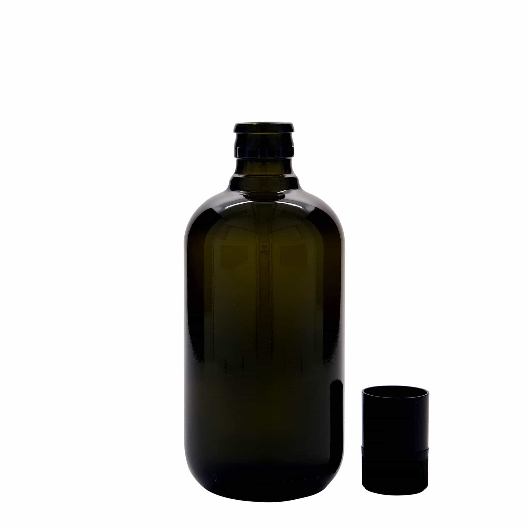 500 ml etikka-/öljypullo 'Biolio', lasi antiikinvihreä, suu: DOP