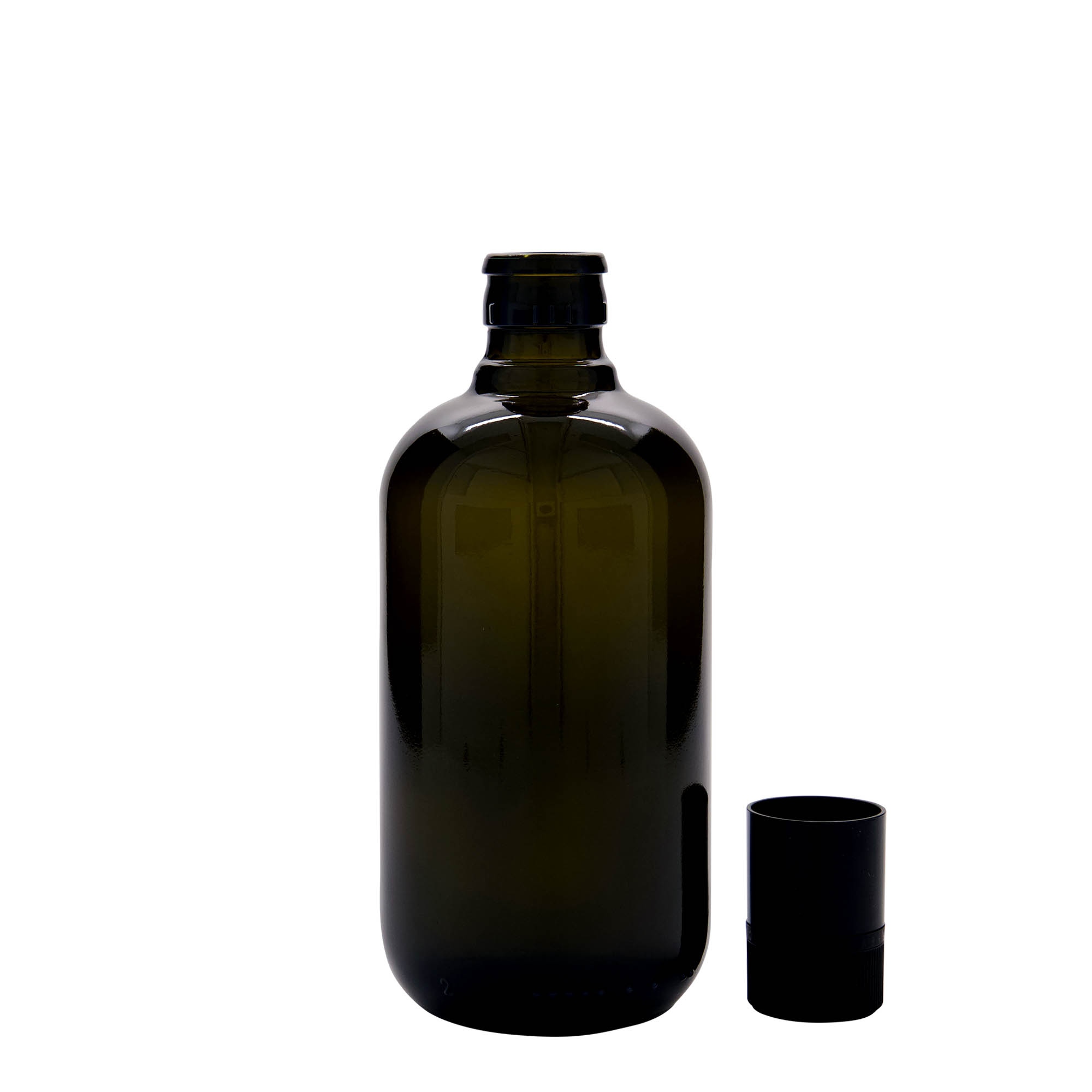 500 ml etikka-/öljypullo ”Biolio”, lasia, antiikkivihreä, suuaukko: DOP