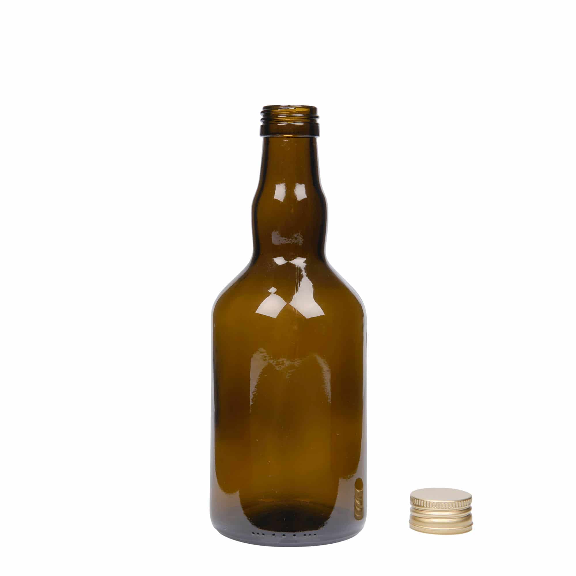 500 ml lasipullo 'Olona', antiikinvihreä, suu: PP 31,5