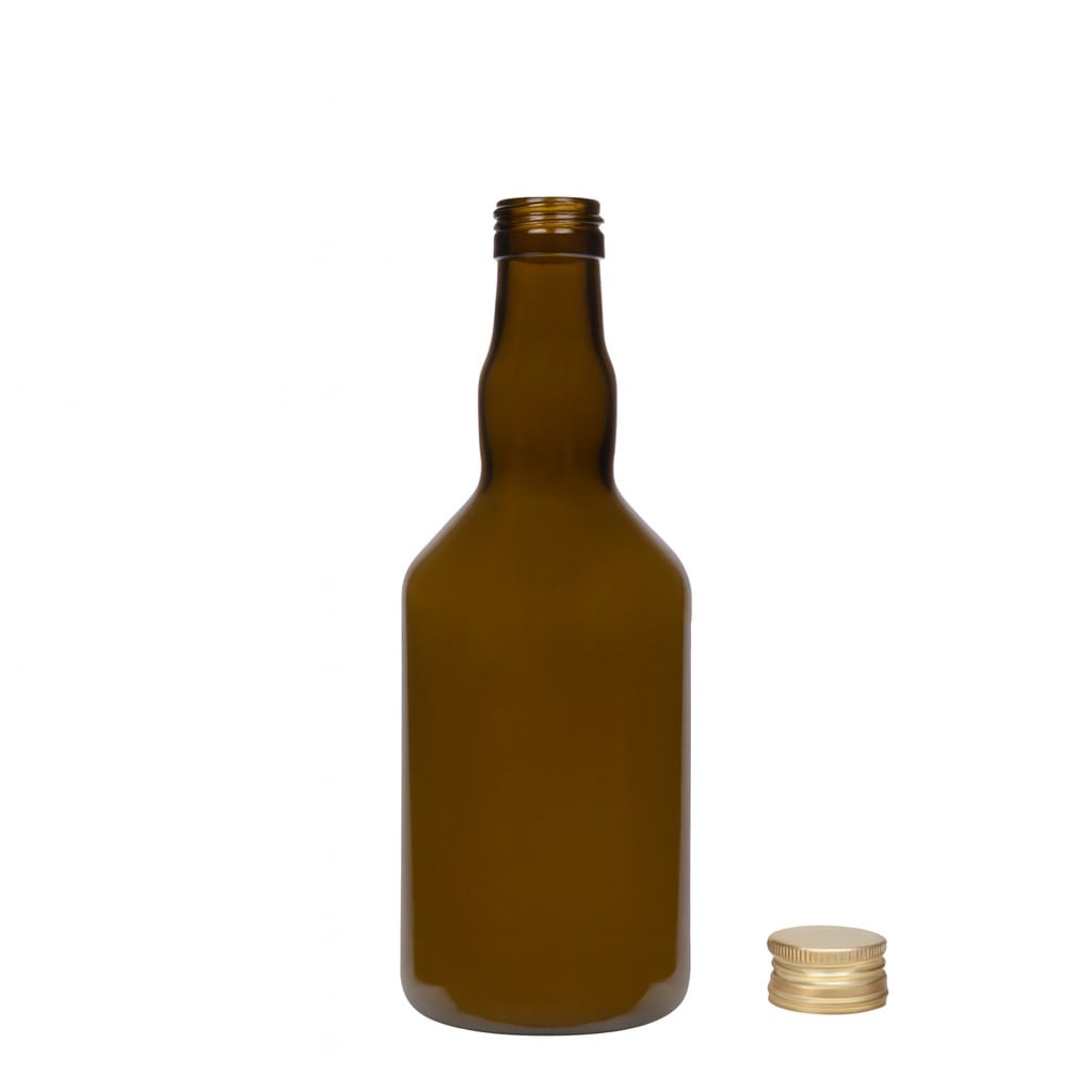 500 ml lasipullo 'Olona', antiikkivihreä, suuaukko: PP 31,5
