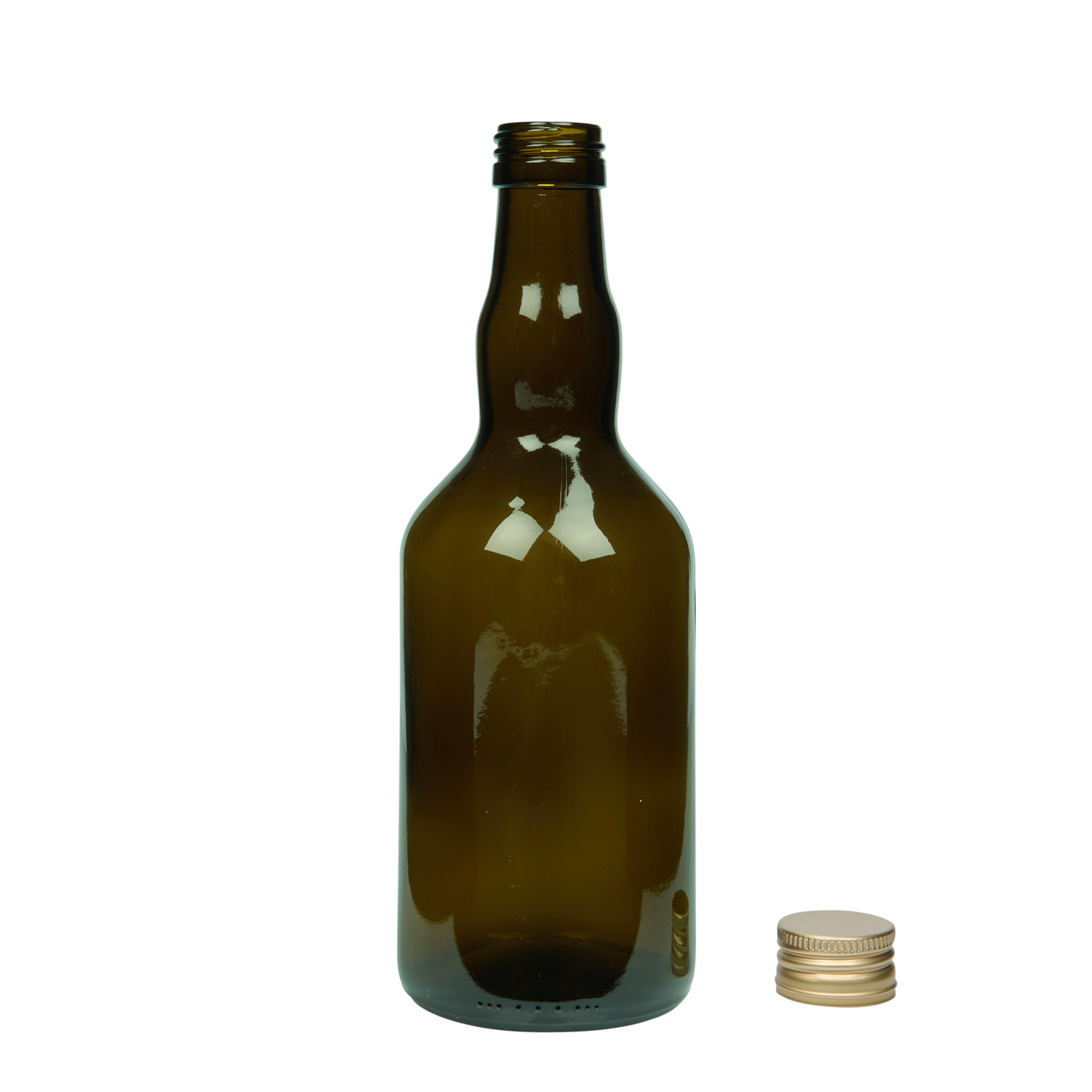 500 ml lasipullo ”Olona”, antiikkivihreä, suuaukko: PP 31,5