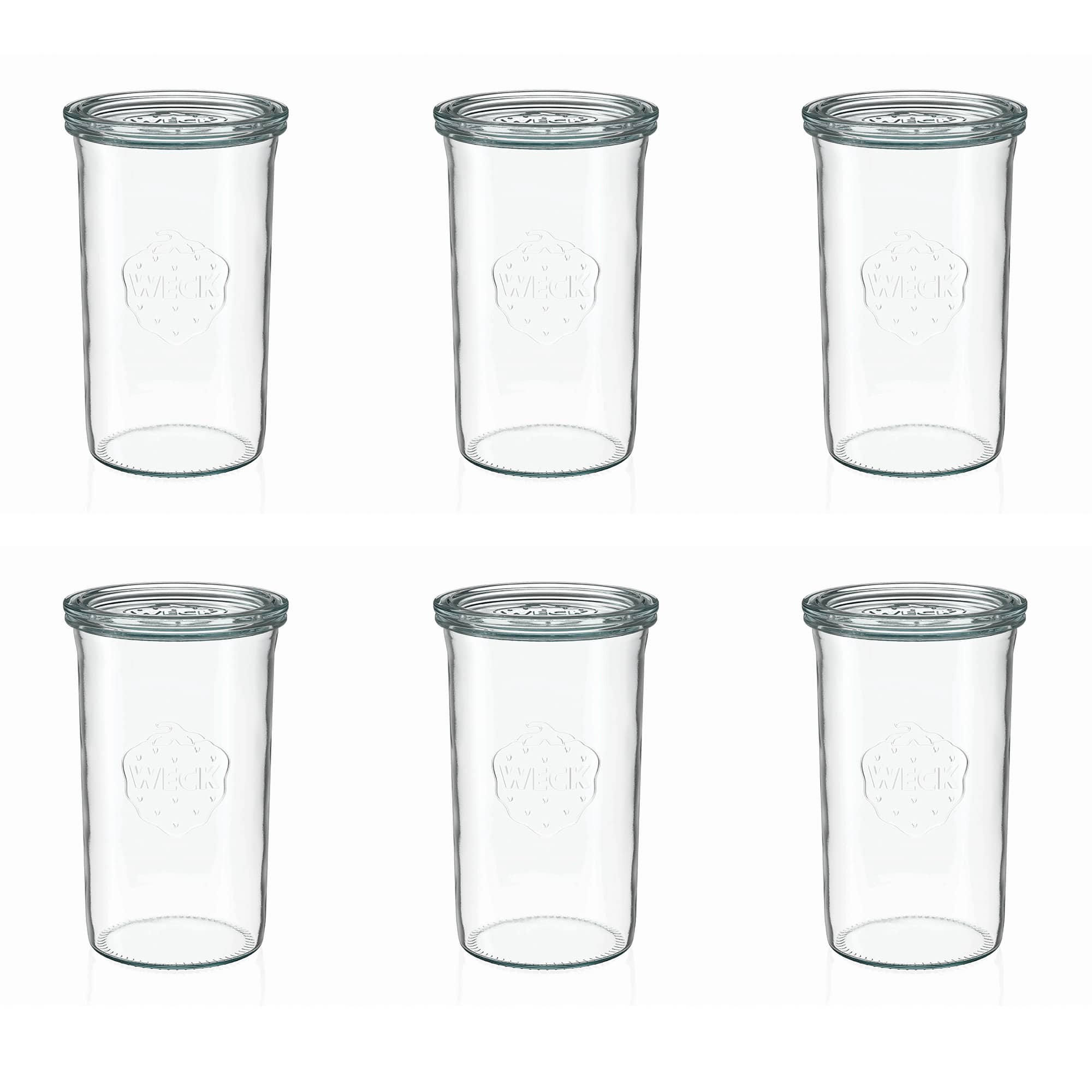 6x 1000 ml WECK-kaatopurkki lasikannella RR 100