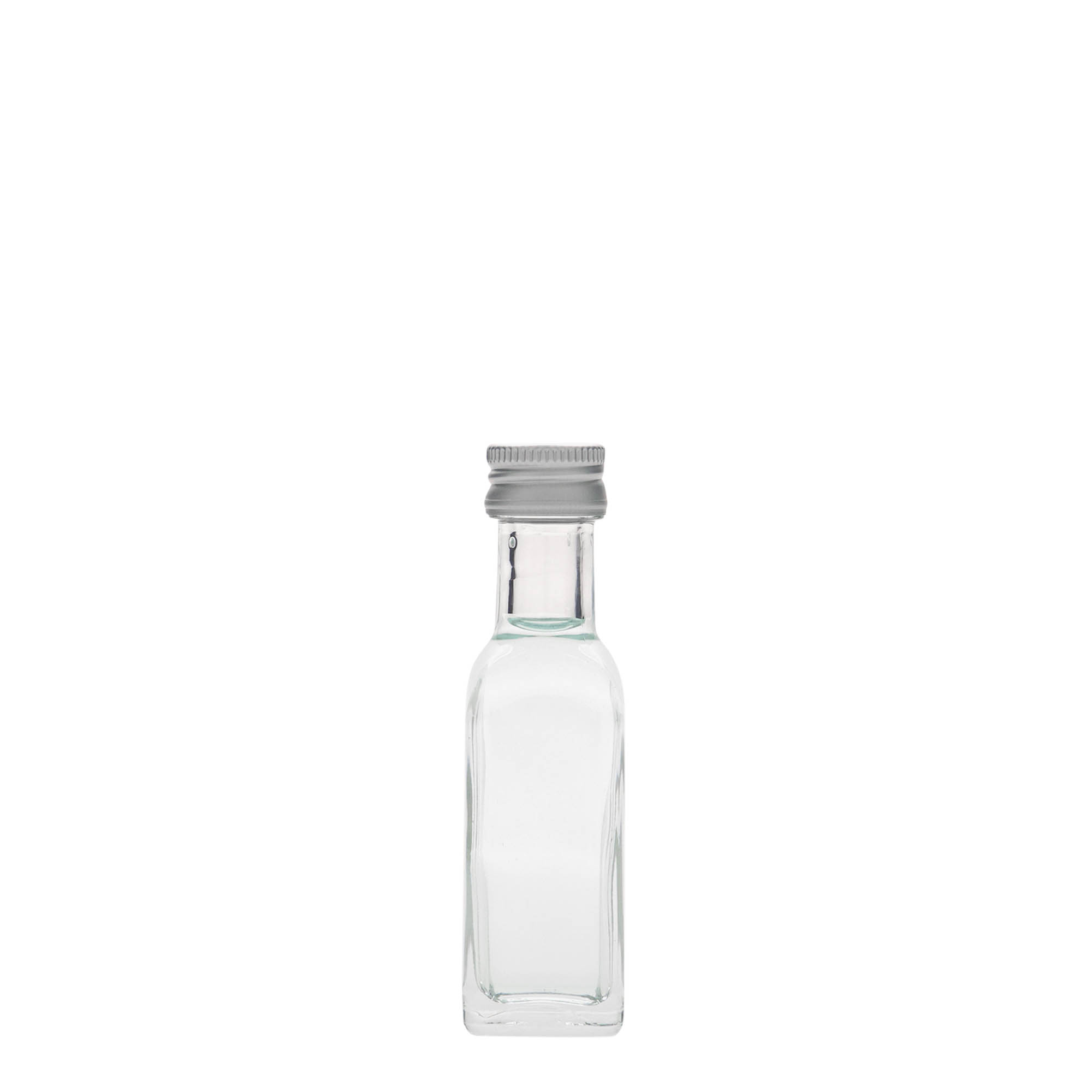 20 ml lasipullo 'Marasca', neliömäinen, suuaukko: PP 18
