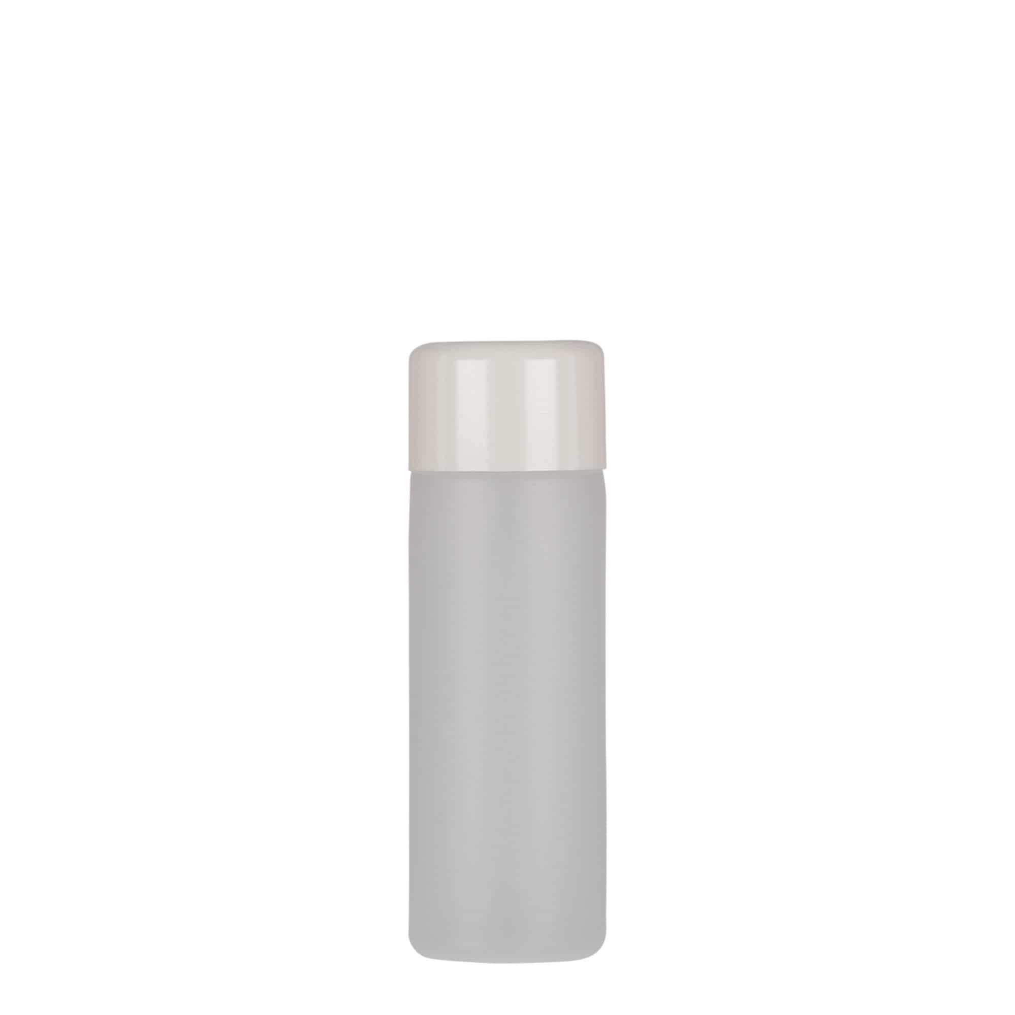 50 ml pyöreä pullo, PE-muovi, natur, suu: Kierrekorkki