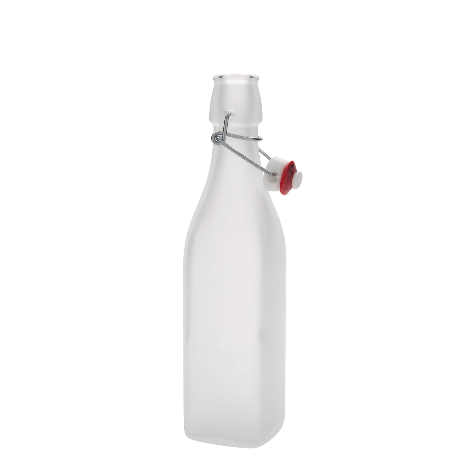 500 ml lasipullo 'Swing, neliömäinen, valkoinen, suuaukko: lukittava metallikorkki'