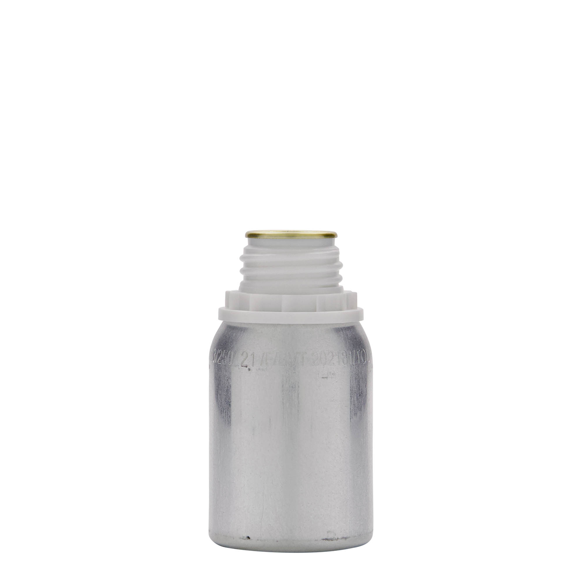 125 ml alumiinipullo, metalli, hopea, suuaukko: DIN 32
