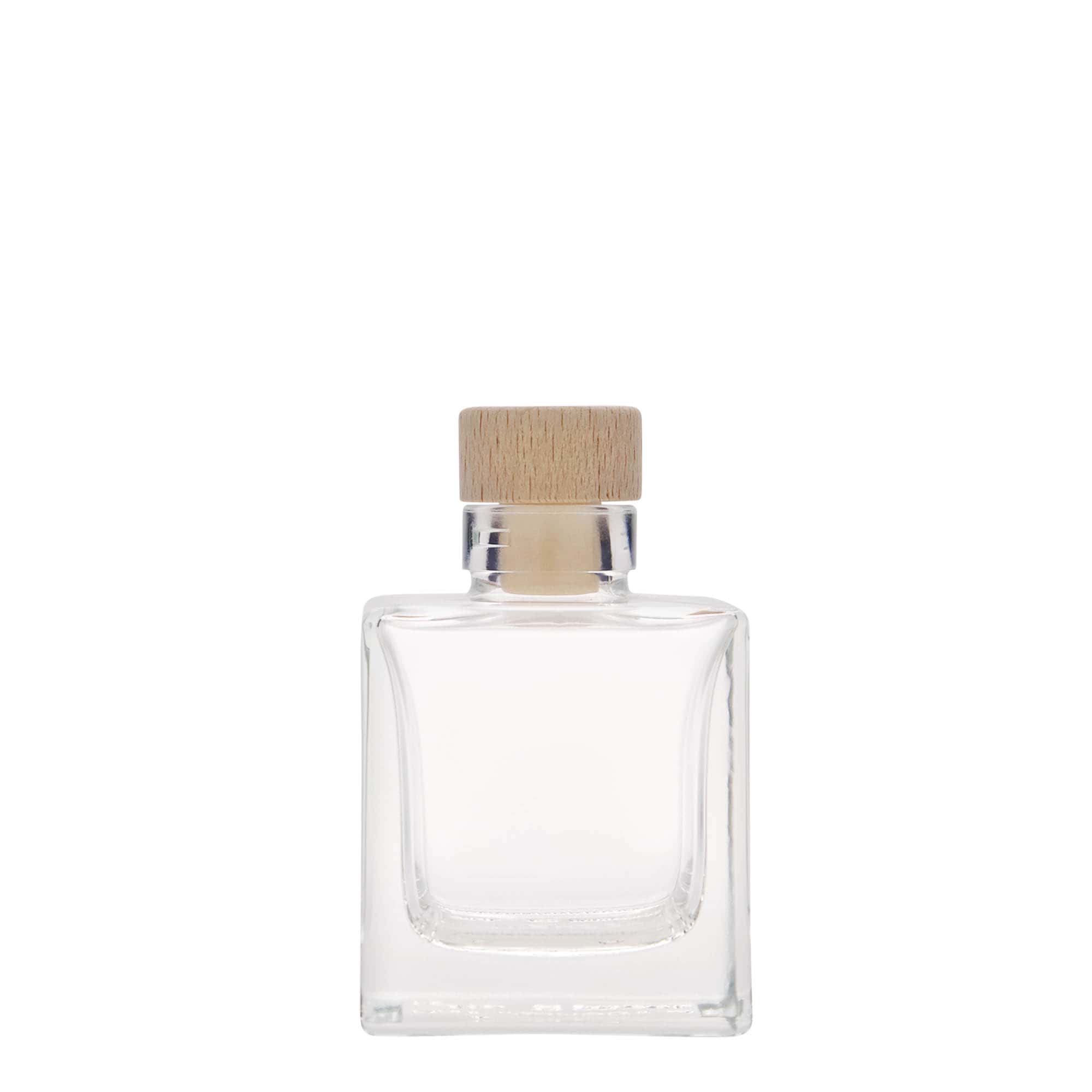 100 ml lasipullo 'Cube', neliömäinen, suuaukko: korkki