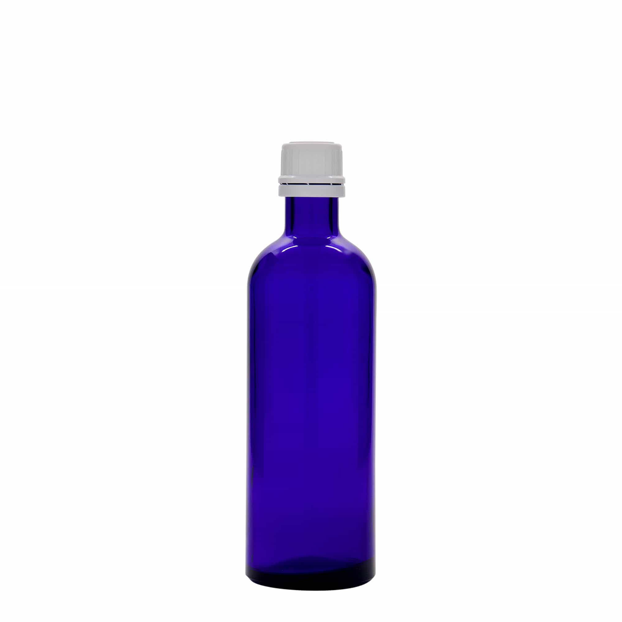 200 ml lääkeputkilo, lasia, kuninkaansininen, suuaukon koko: DIN 22