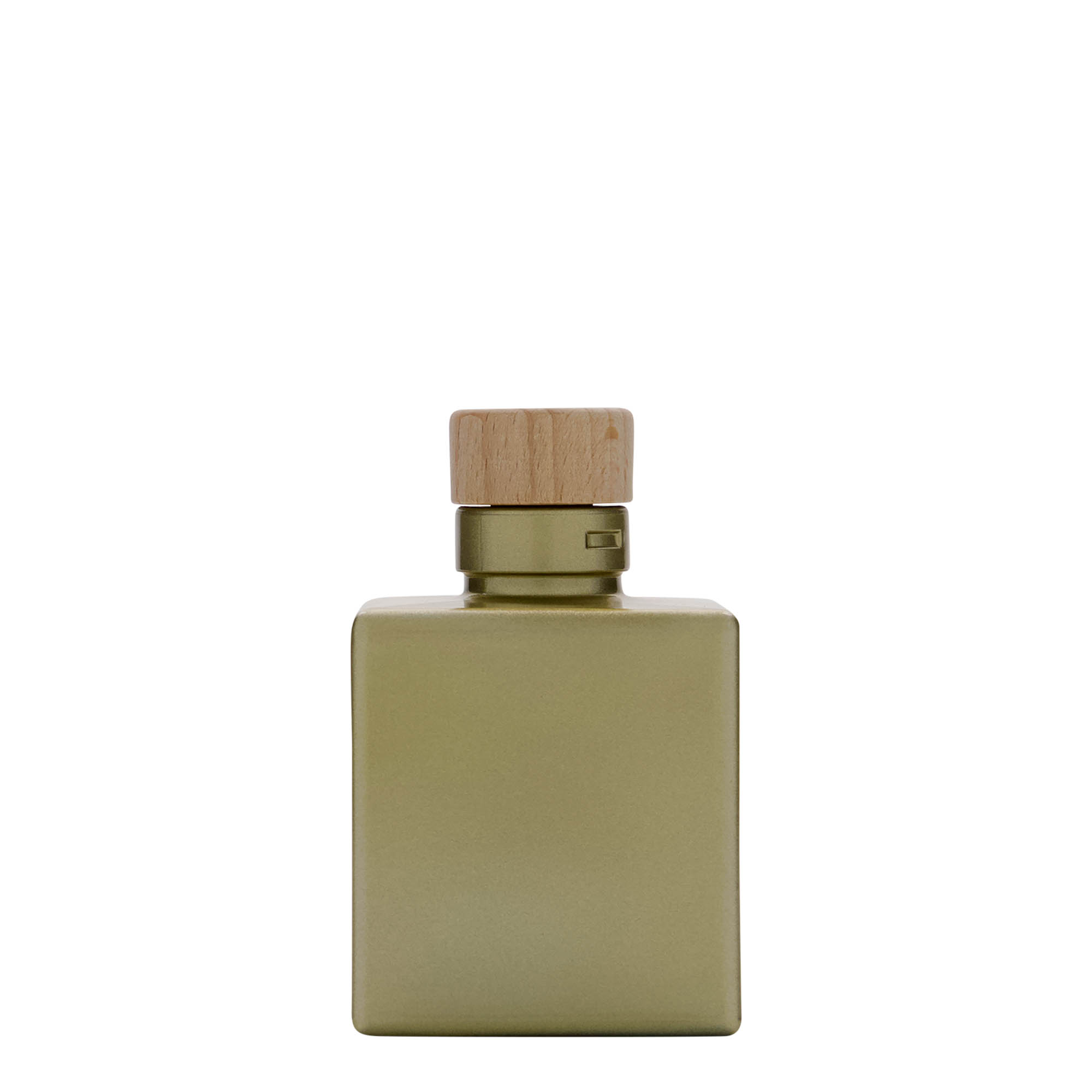 100 ml lasipullo 'Cube', neliskulmainen, kulta, suuaukko: korkki