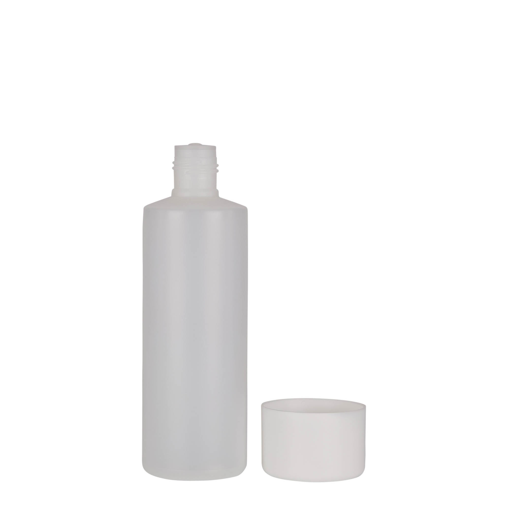 200 ml pyöreä pullo, PE-muovi, luonnonvärinen, suuaukko: ruuvikorkki 200 ml pyöreä pullo, PE-muovi, luonnonvärinen, suuaukko: ruuvikorkki
