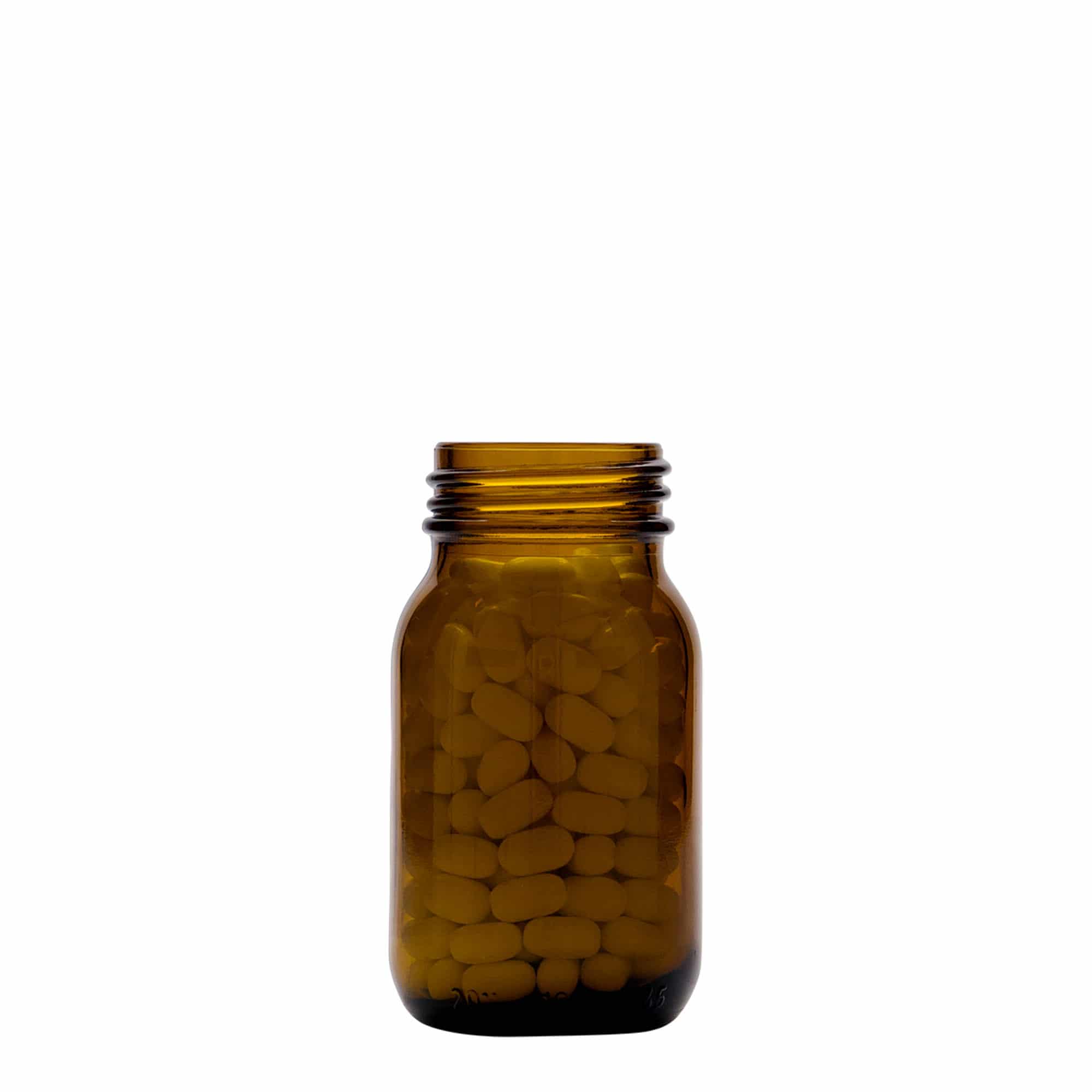 100 ml leveäkaulainen pullo, ruskea, suuaukko: DIN 40