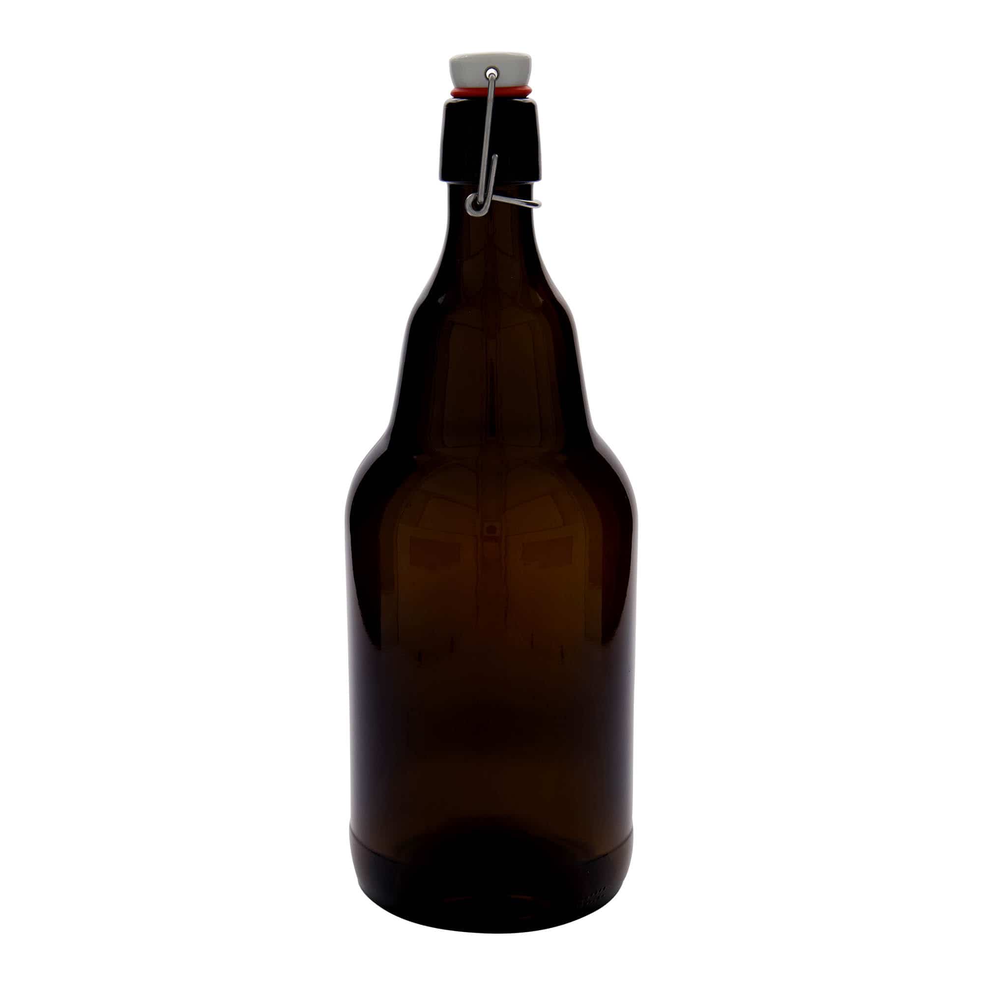 2000 ml olutpullo, lasi, ruskea, suu: patenttikorkki