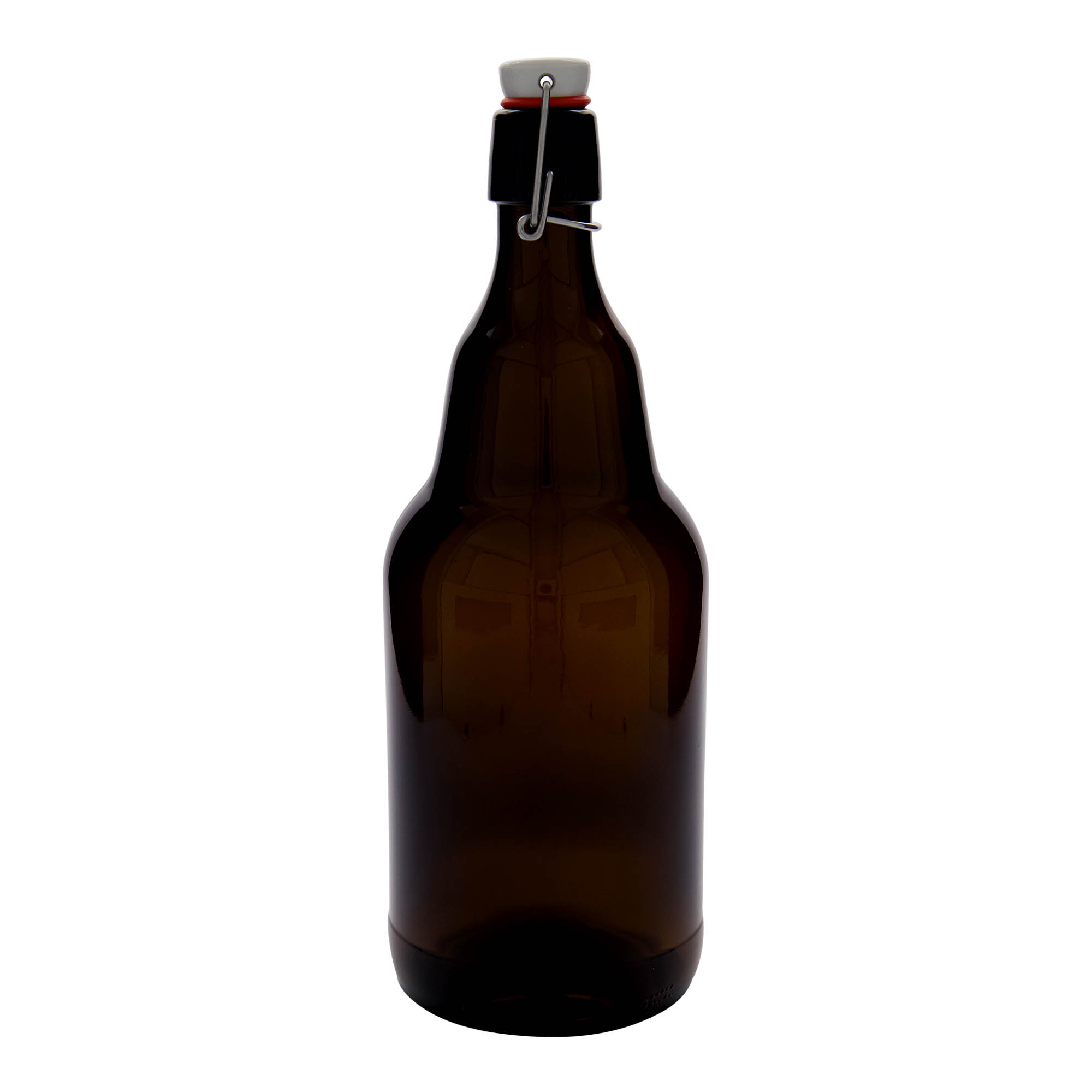 2 000 ml olutpullo, lasia, ruskea, suuaukko: lukitusklipsi