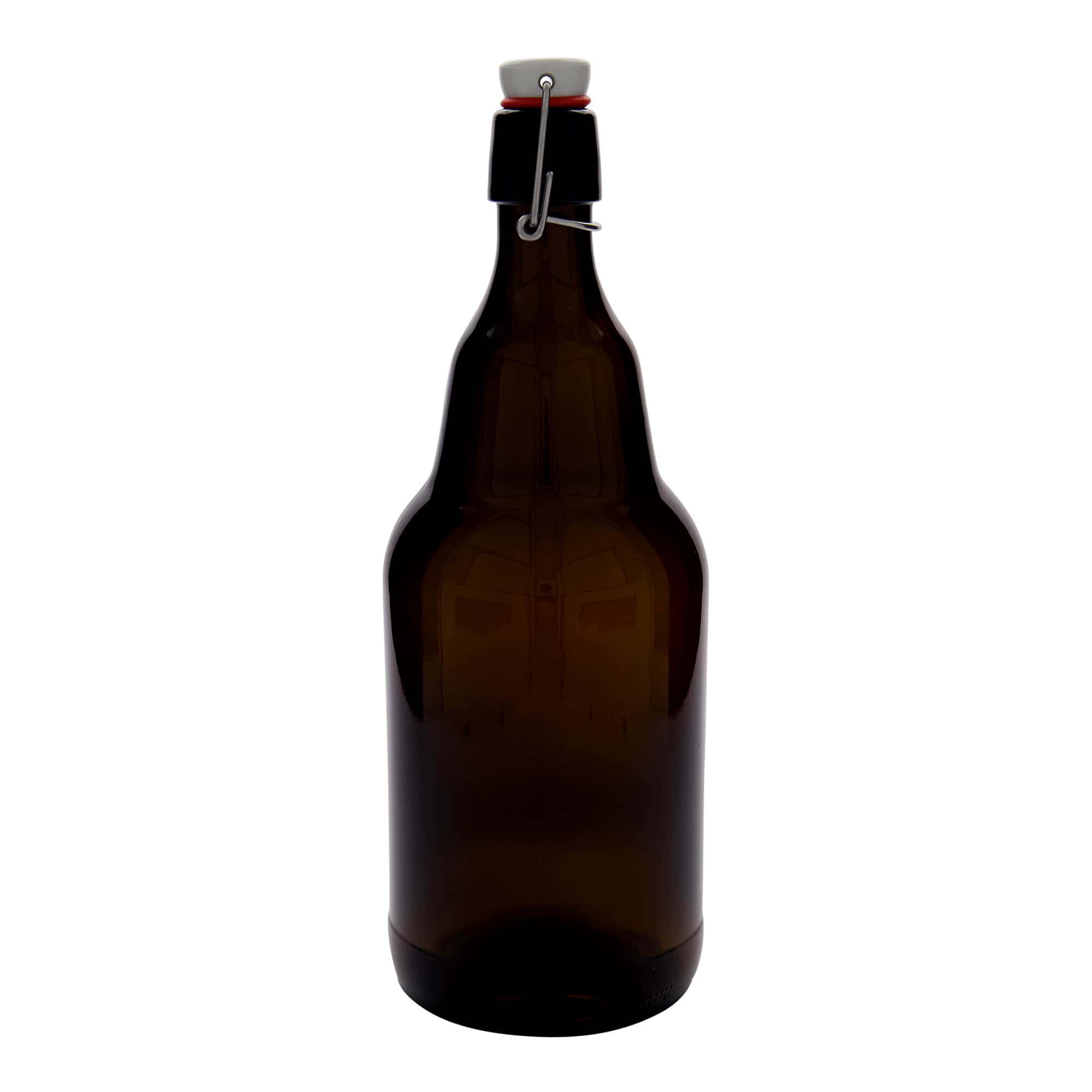 2 000 ml olutpullo, lasia, ruskea, suuaukko: lukitusklipsi