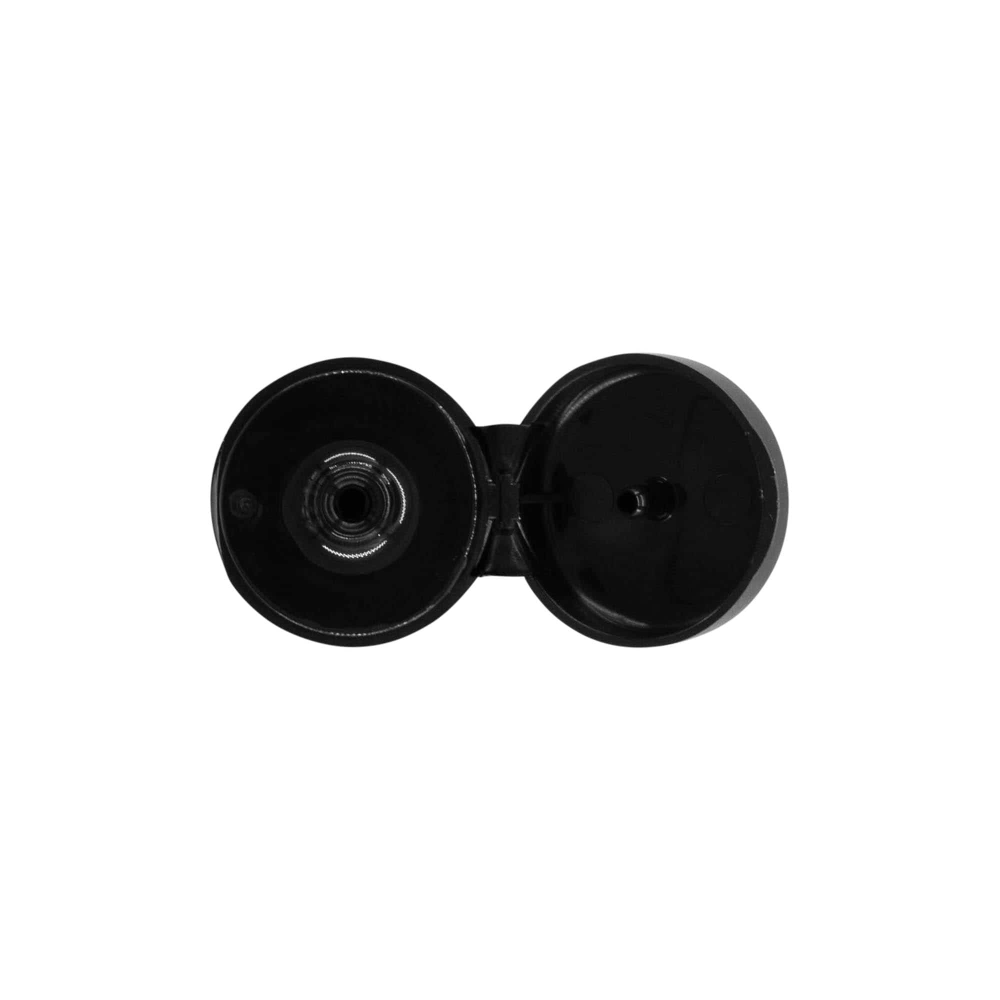 Ruuvikorkki kääntösaranalla, PP-muovia, musta, suulle: 20/410