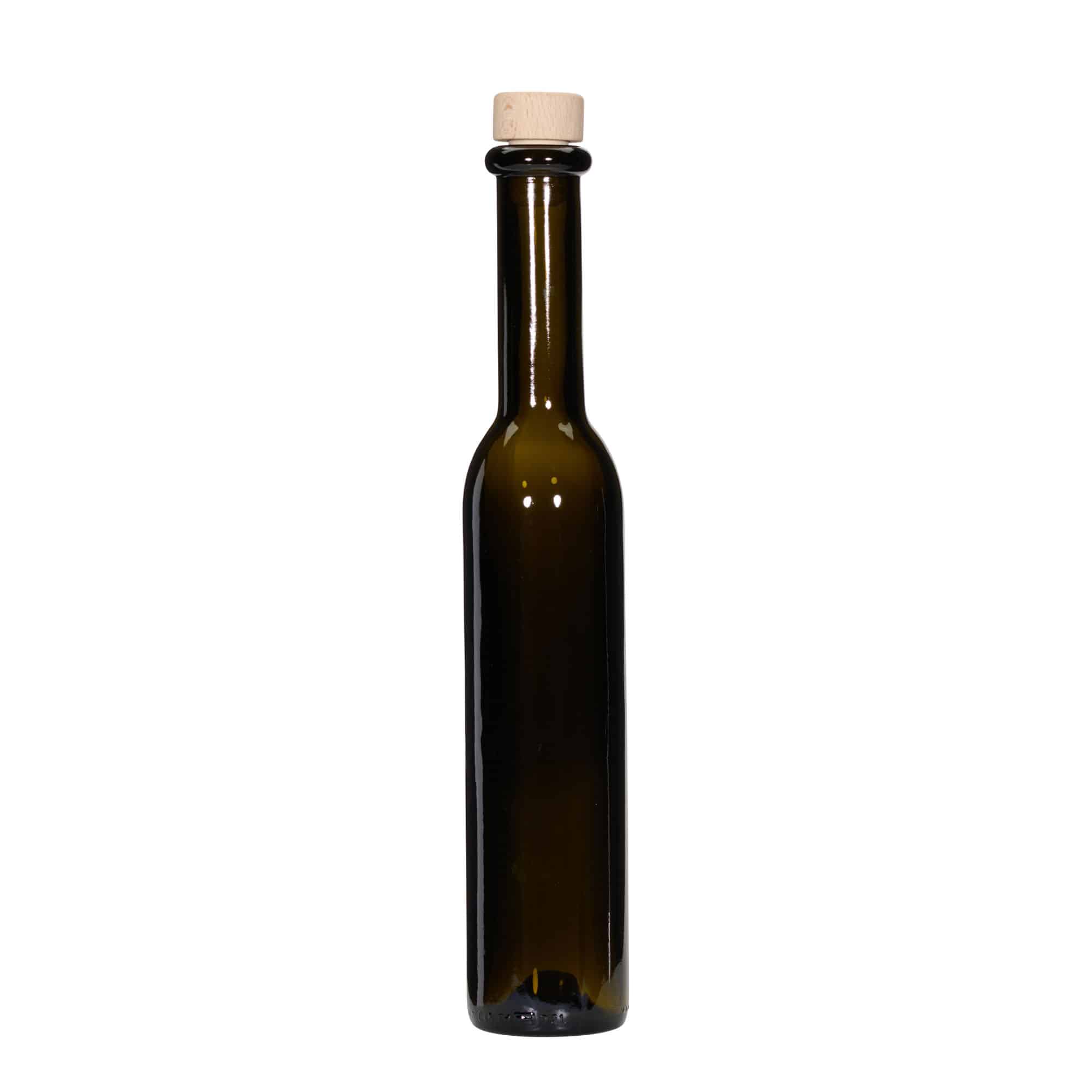 250 ml lasipullo 'Rocky', antiikinvihreä, suu: korkki