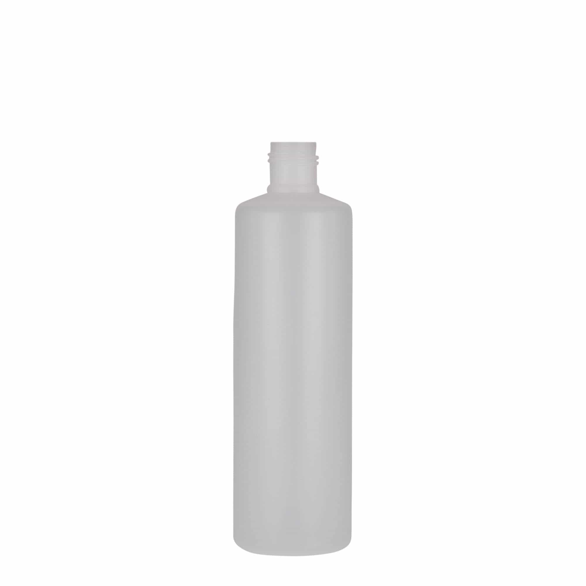 250 ml pyöreä pullo, PE-muovi, natur, suu: Kierrekorkki 250 ml pyöreä pullo, PE-muovi, natur, suu: Kierrekorkki