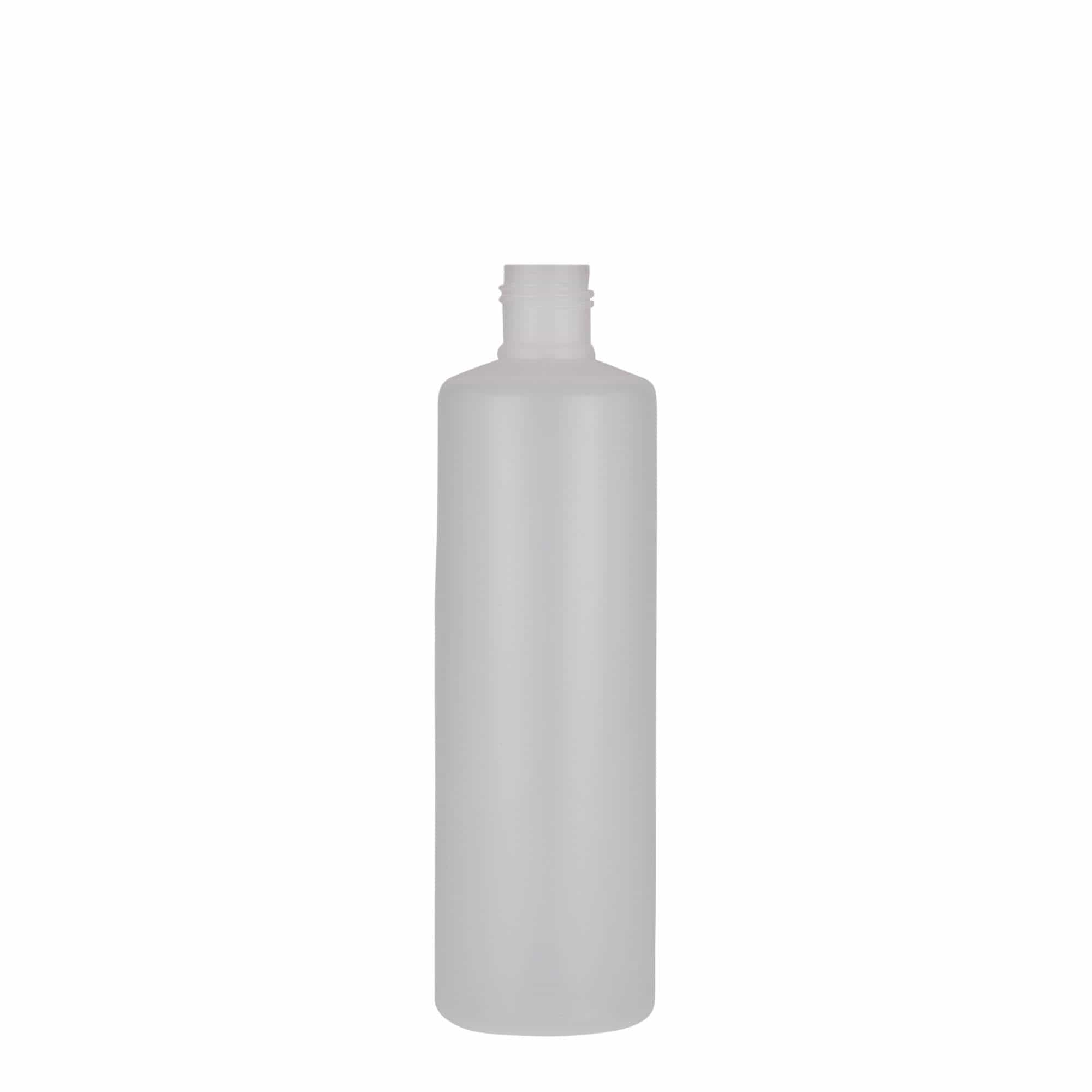 250 ml pyöreä pullo, PE-muovi, luonnonväri, suuaukko: ruuvikorkki