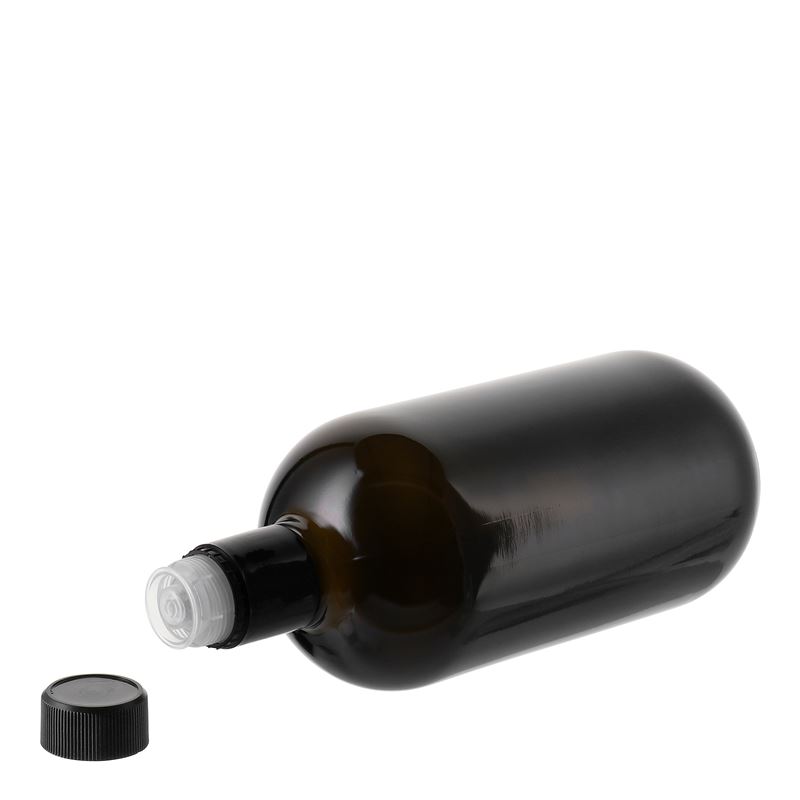 750 ml etikka-/öljypullo ”Biolio”, lasia, antiikkivihreä, suuaukko: DOP