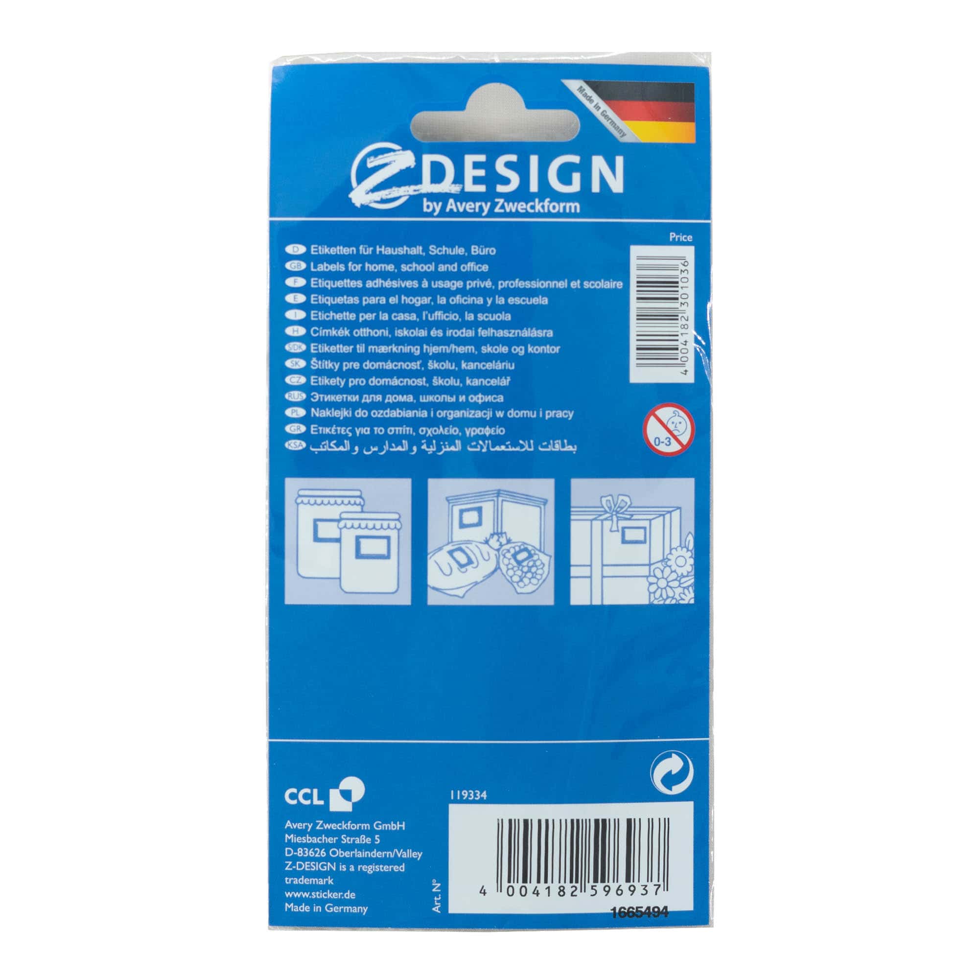 Zweckform-tarrat 'Hedelmäkehys', suorakulmainen, paperi, monivärinen