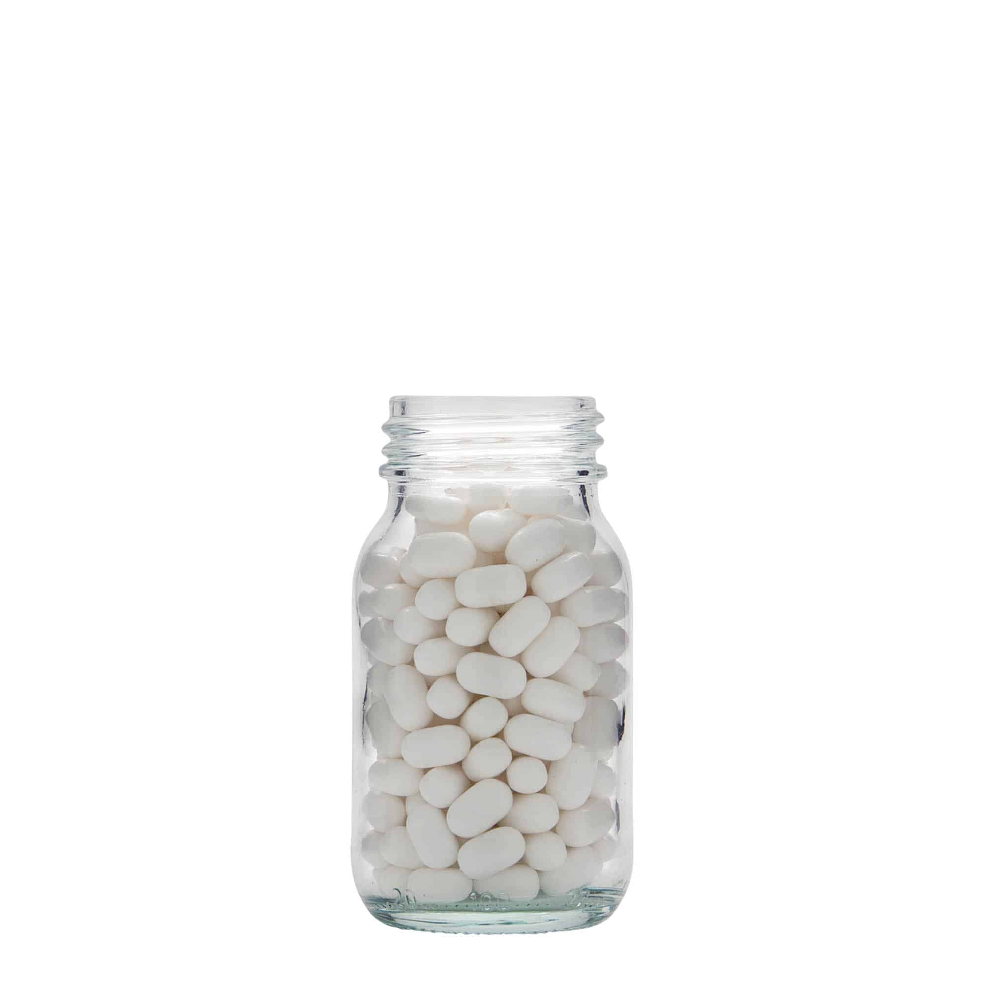 100 ml leveäkaul. lasipurkki, suu: DIN 40
