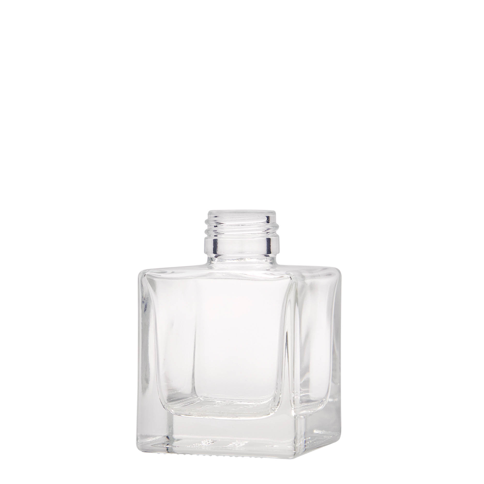 100 ml lasipullo 'Cube', neliömäinen, suuaukko: PP 28