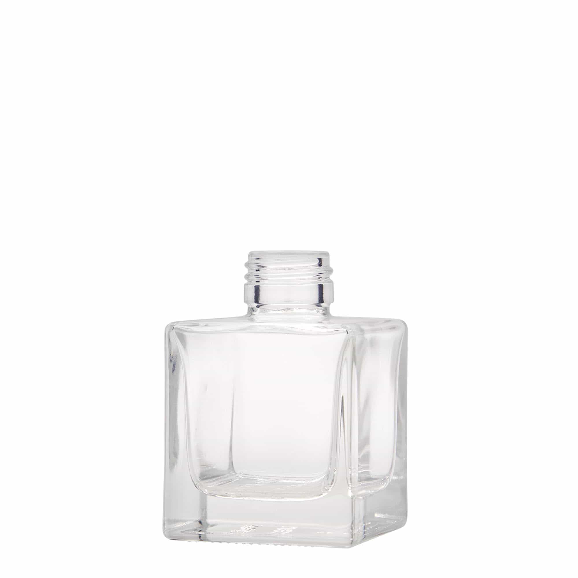 100 ml lasipullo 'Cube', neliömäinen, suuaukko: PP 28