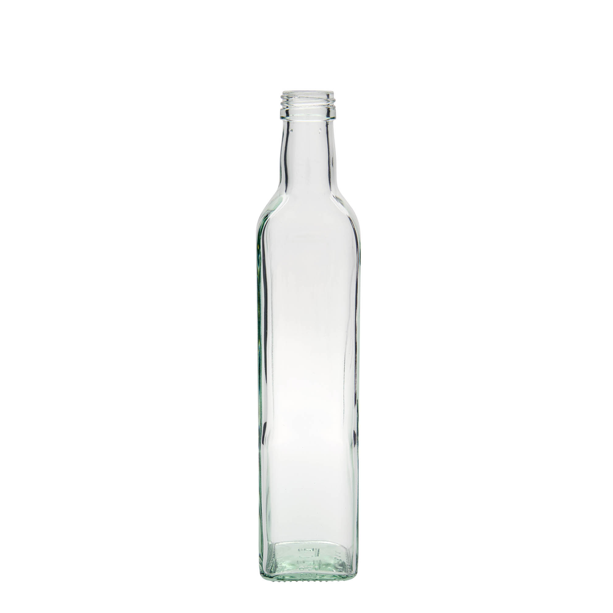 500 ml lasipullo ”Marasca”, neliömäinen, suuaukko: PP 31,5