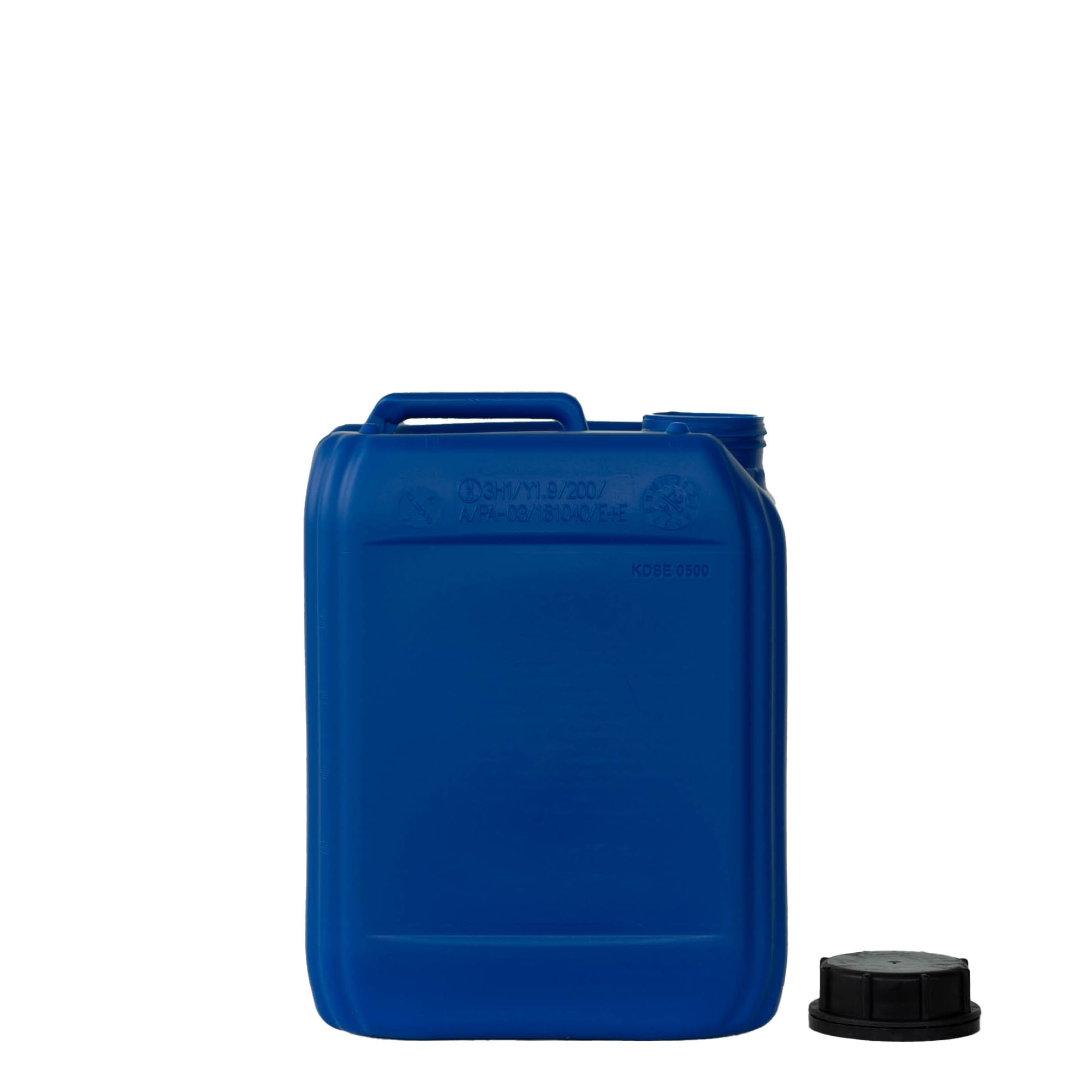 5 l kanisteri, suorakulmainen, HDPE-muovia, sininen, suuaukko: ND 55