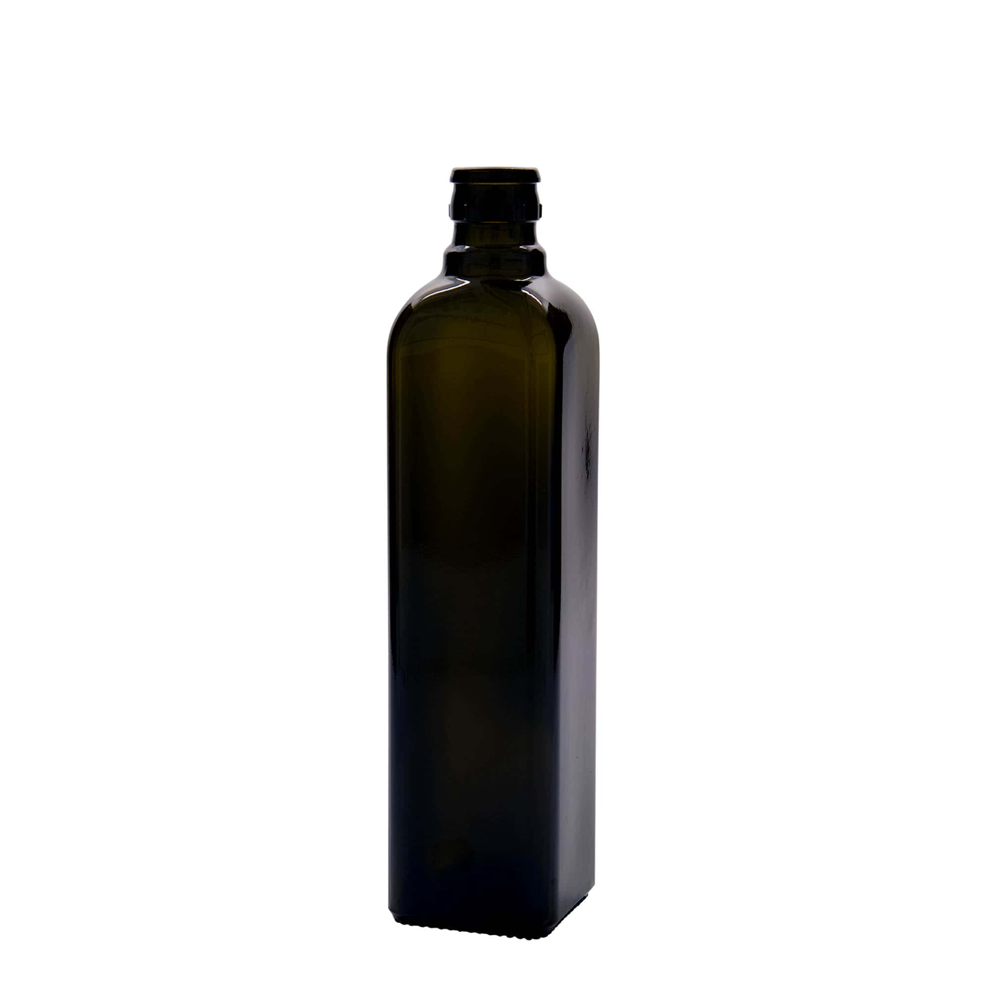 500 ml etikka-/öljypullo 'Quadra', lasia, neliömäinen, antiikkivihreä, suuaukko: DOP