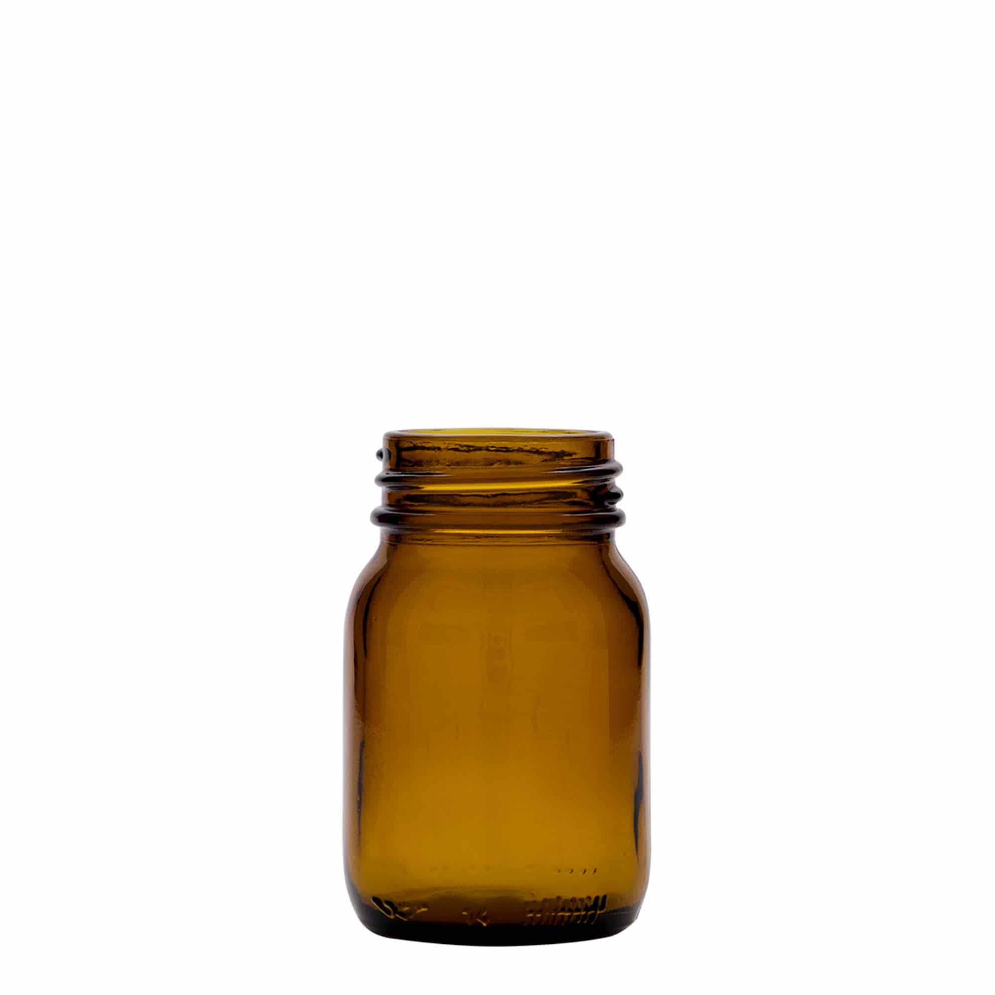 75 ml leveäkaul. lasipurkki, ruskea, suu: DIN 40 75 ml leveäkaul. lasipurkki, ruskea, suu: DIN 40