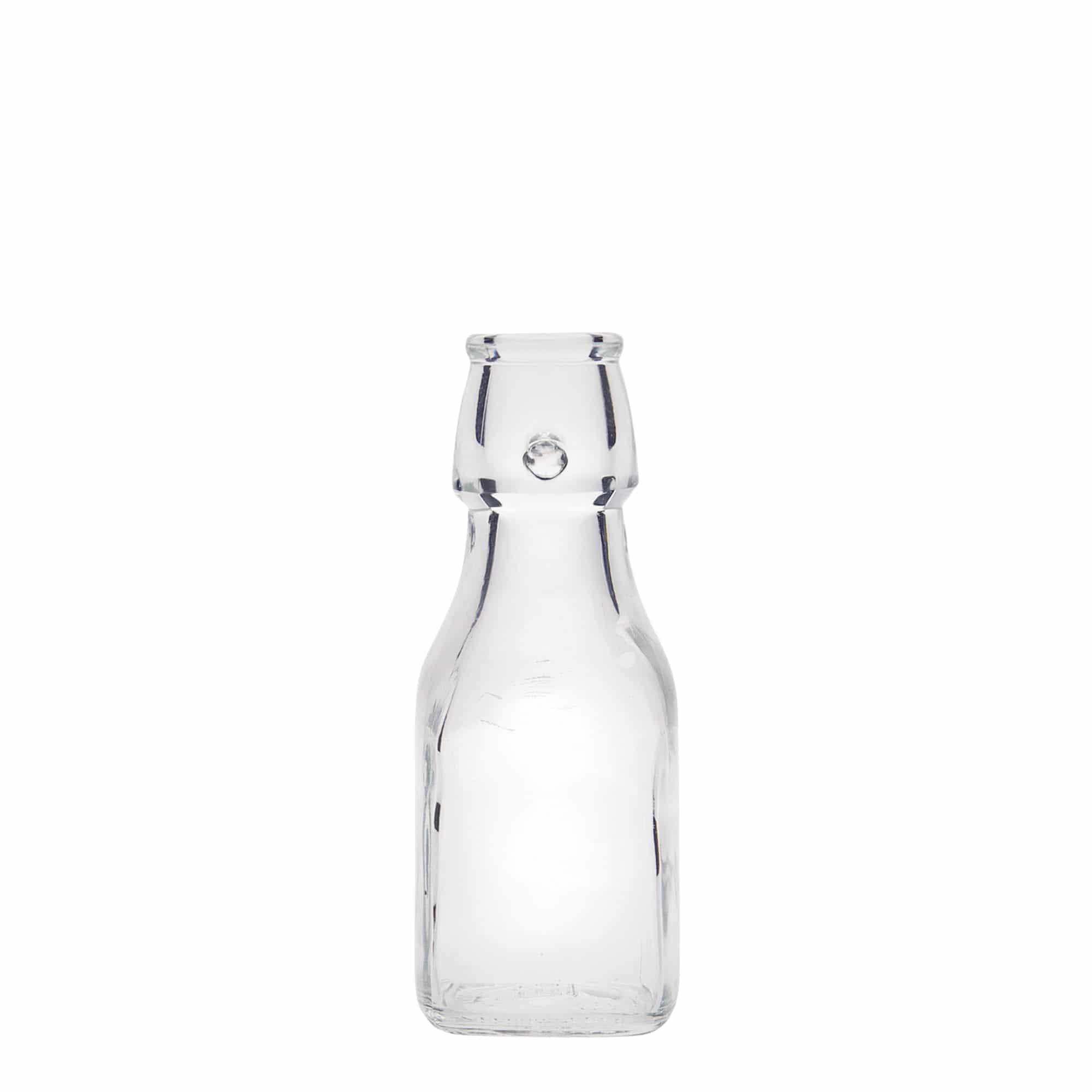 125 ml lasipullo ”Swing”, neliö, suuaukko: saranakorkki
