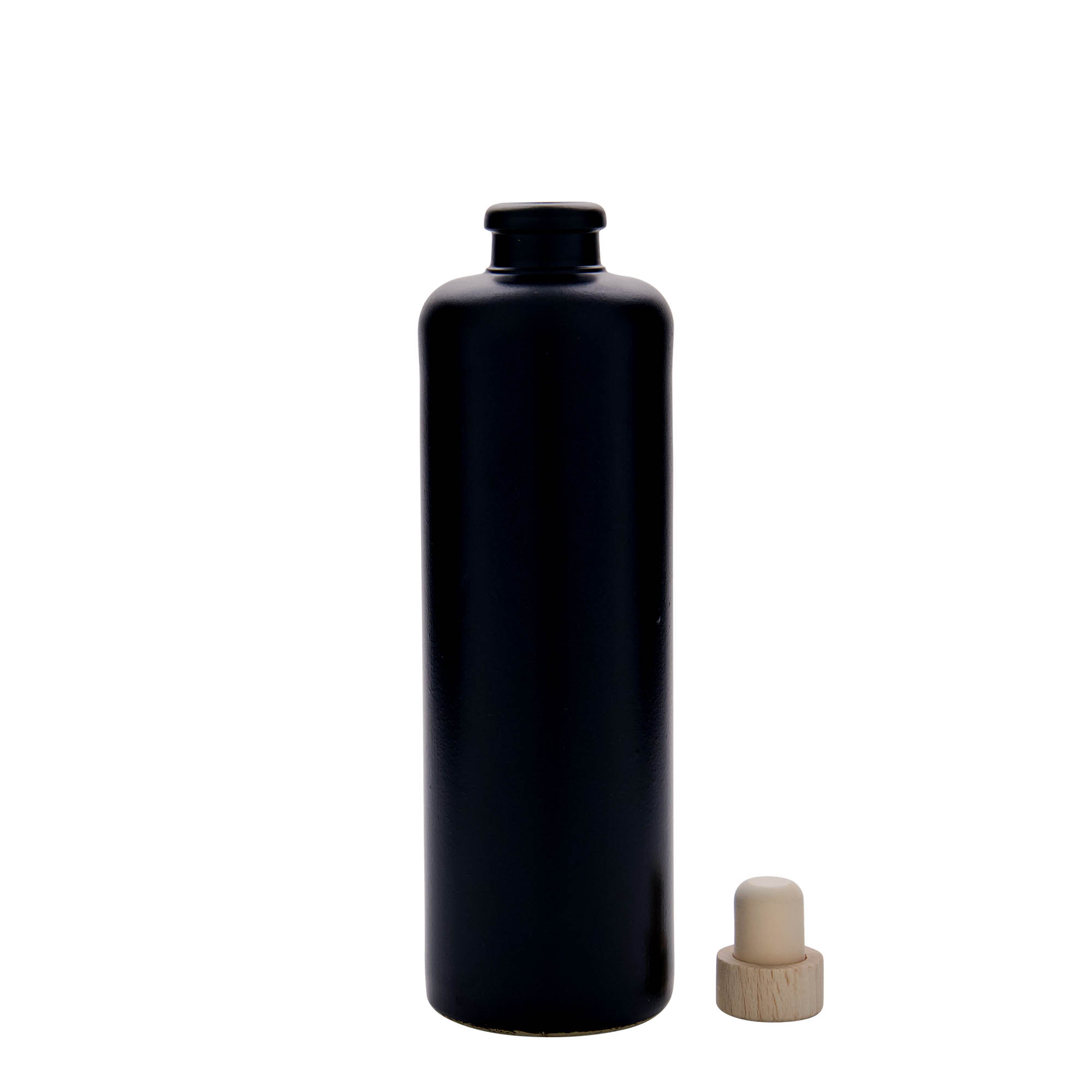 500 ml saviruukku, kivitavara, musta, suuaukko: korkki