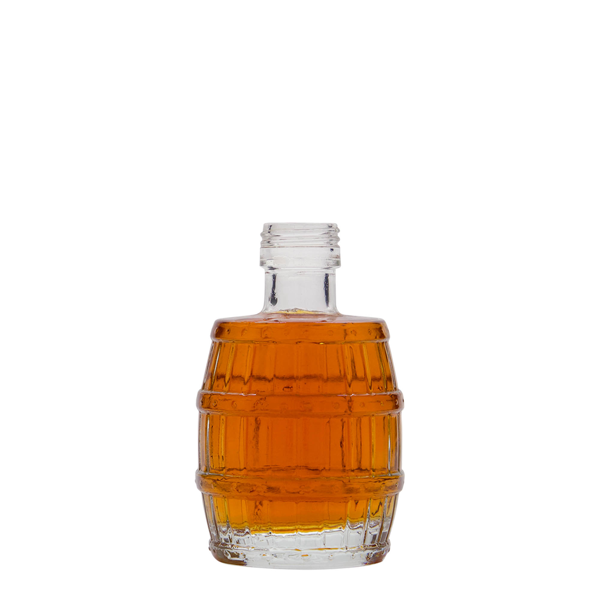 100 ml lasipullo 'tynnyri', suuaukko: PP 24 100 ml lasipullo 'tynnyri', suuaukko: PP 24