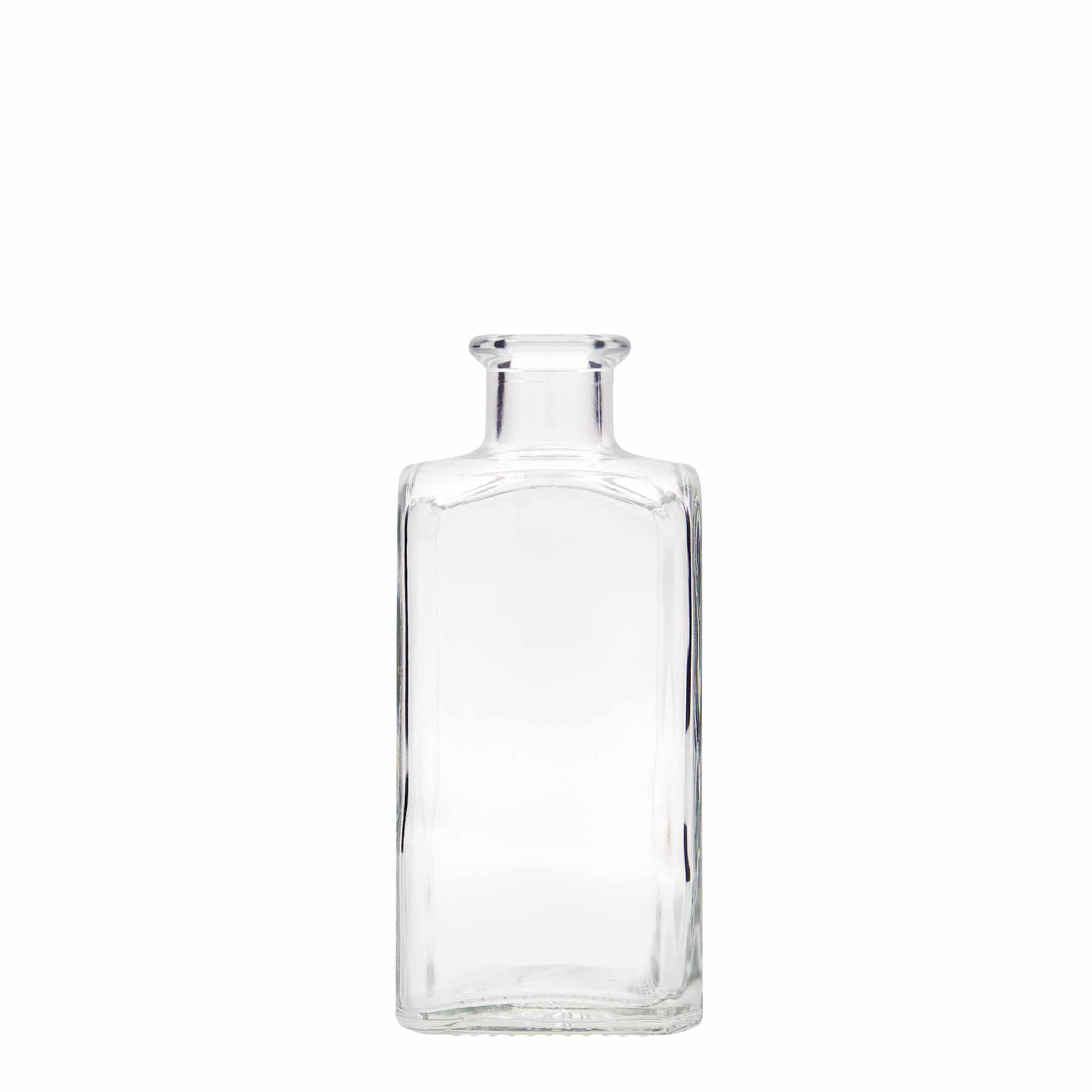 250 ml apteekkarin lasipullo Carré, neliö, suu: korkki