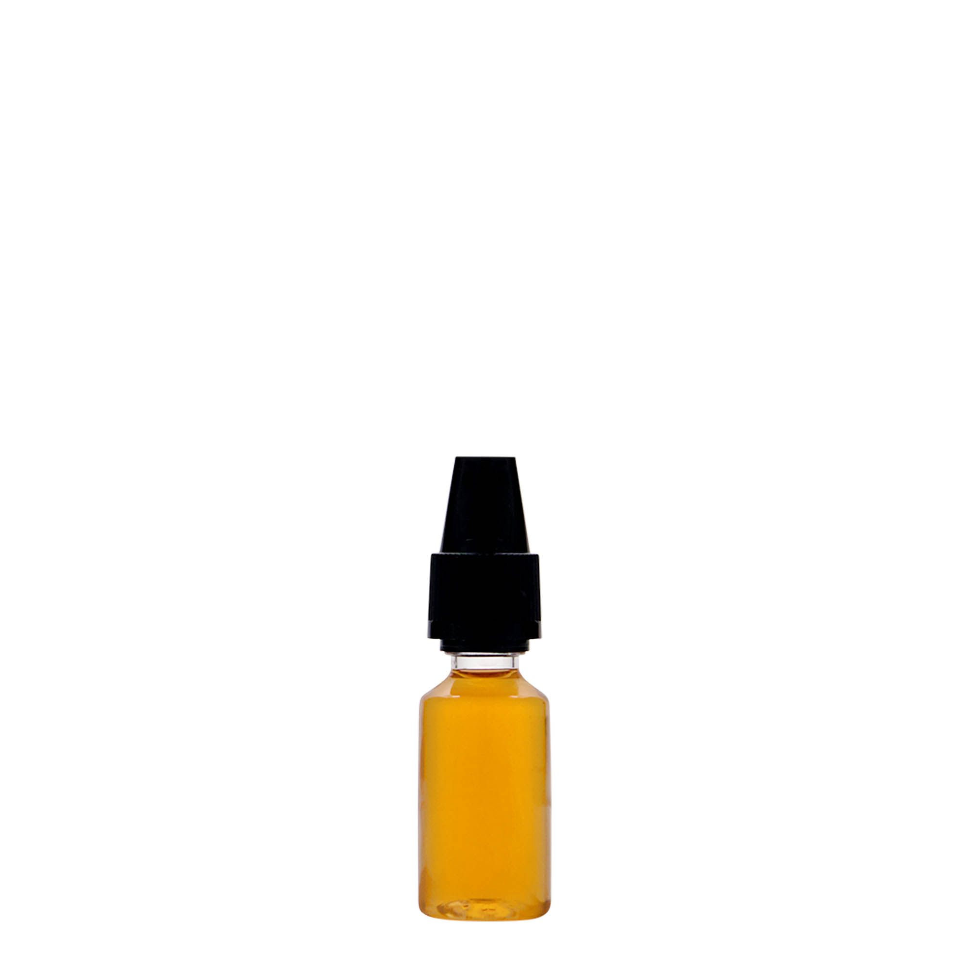 10 ml PET-pullo 'E-Liquid' laadun- ja lapsilukolla, muovia, suuaukko: ruuvikorkki