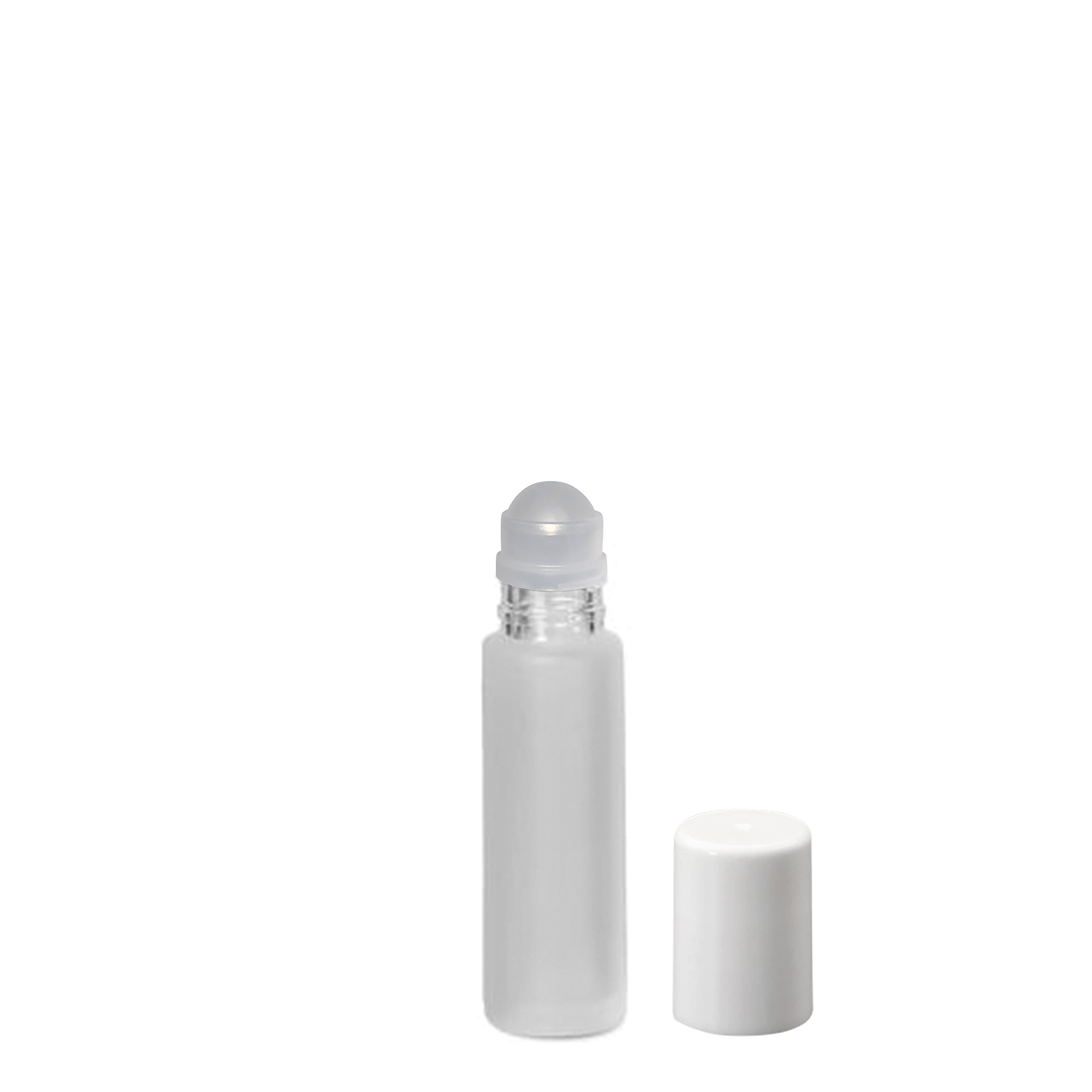 10 ml roll-on-pullo, lasia, huurrettu, suuaukko: ruuvikorkki