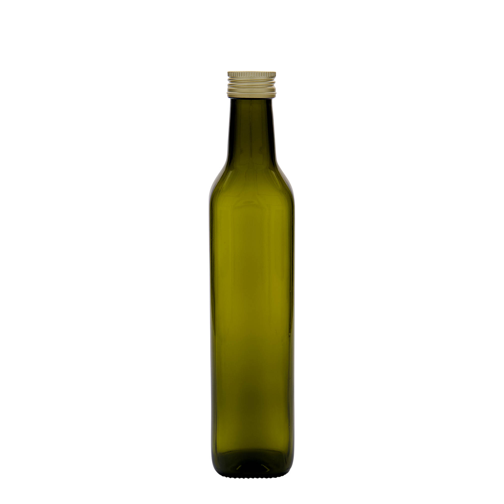 500 ml lasipullo ”Marasca”, neliö, antiikkivihreä, suuaukko: PP 31,5