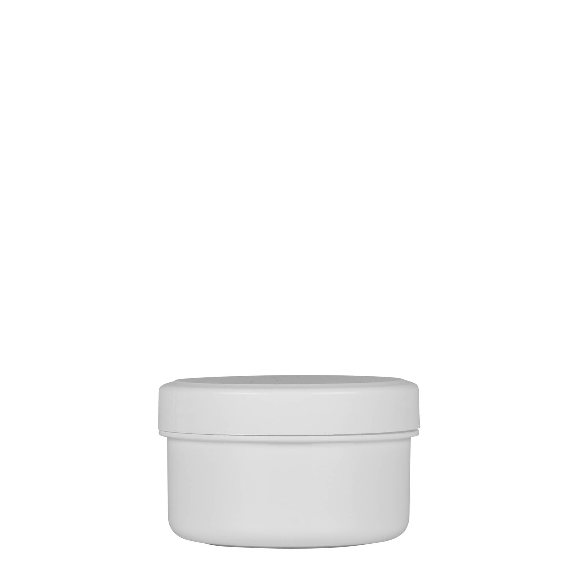 60 ml muovipurkki 'White Line', PP, valkoinen, suuaukon suljin: ruuvikorkki 60 ml muovipurkki 'White Line', PP, valkoinen, suuaukon suljin: ruuvikorkki