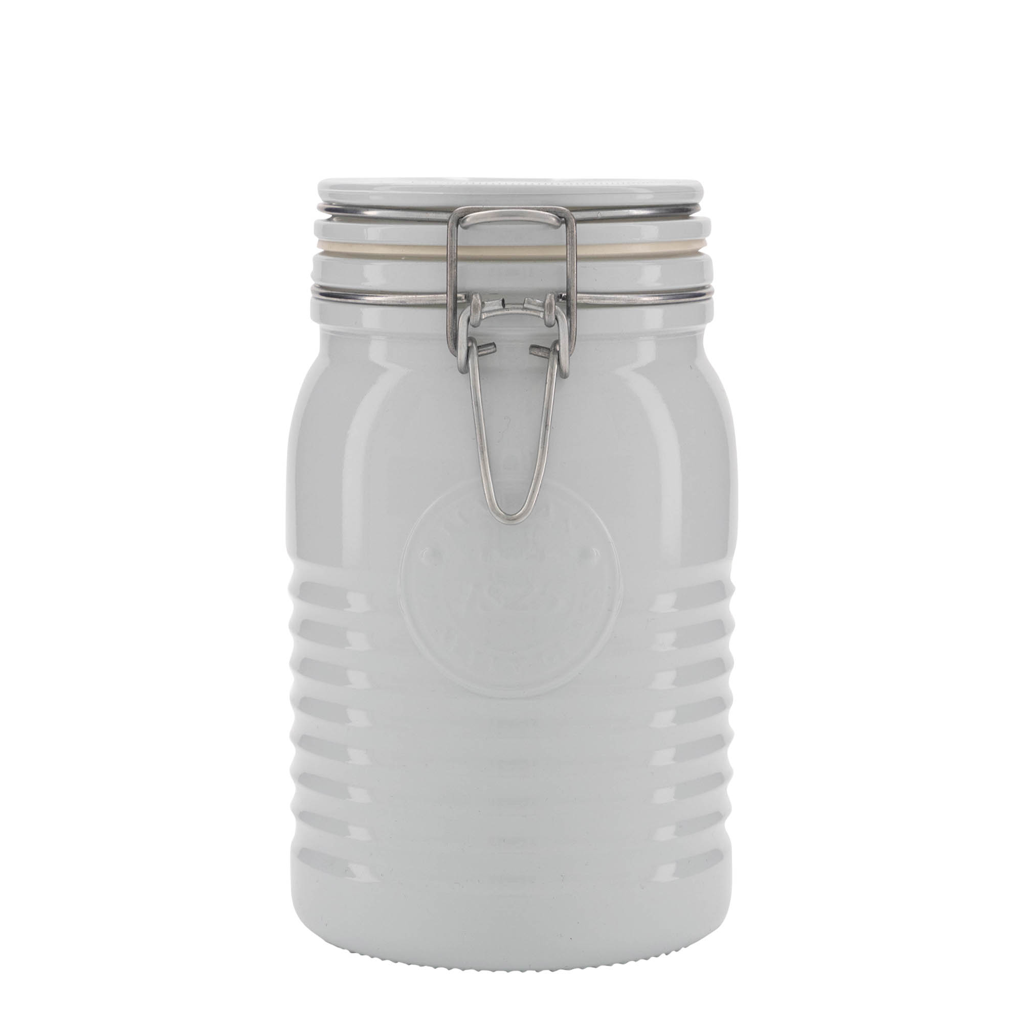 1 000 ml lankakannellinen lasipurkki 'Officina 1825', valkoinen, suuaukko: lankakantti