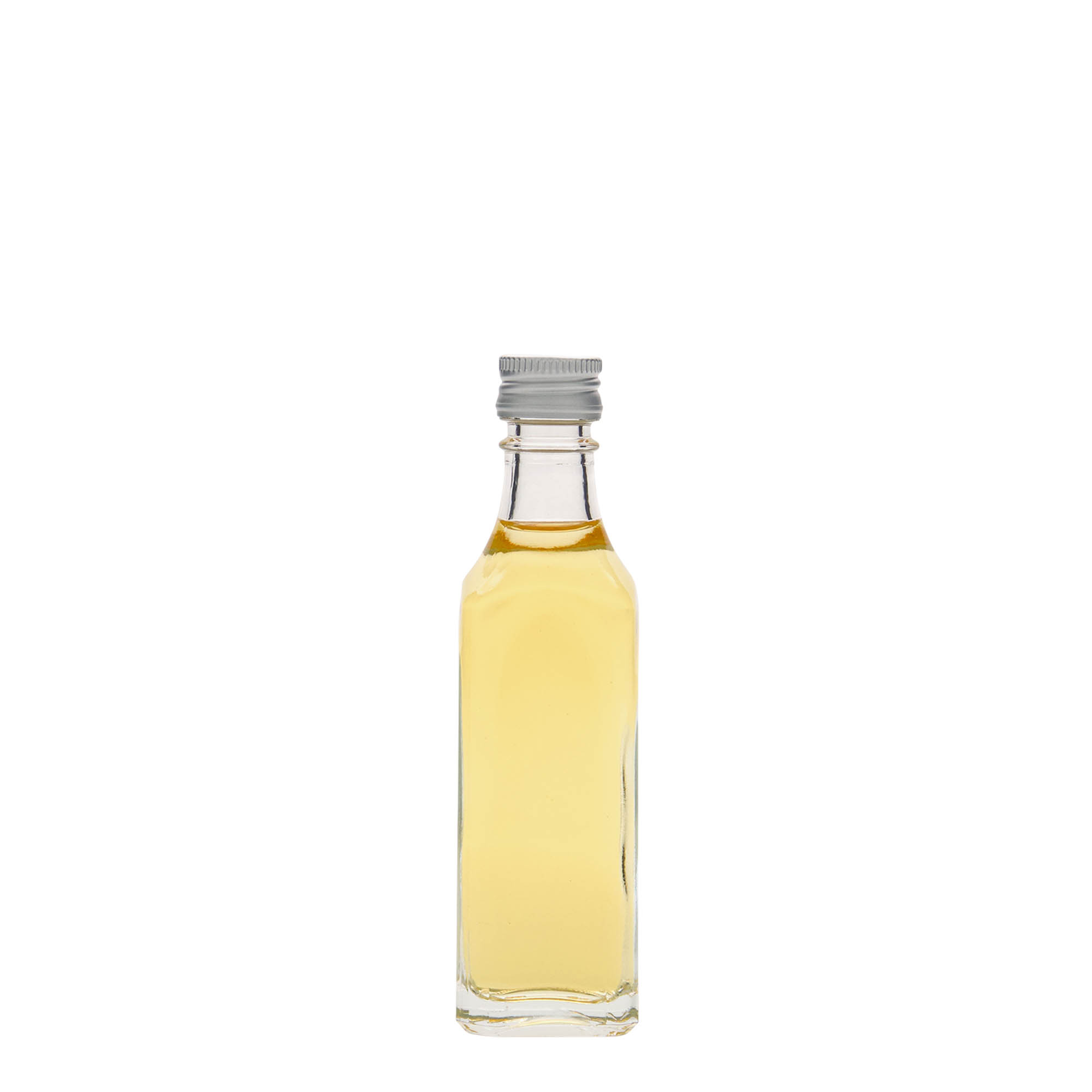 50 ml lasipullo 'Siena', neliömäinen, suuaukko: PP 18 50 ml lasipullo 'Siena', neliömäinen, suuaukko: PP 18
