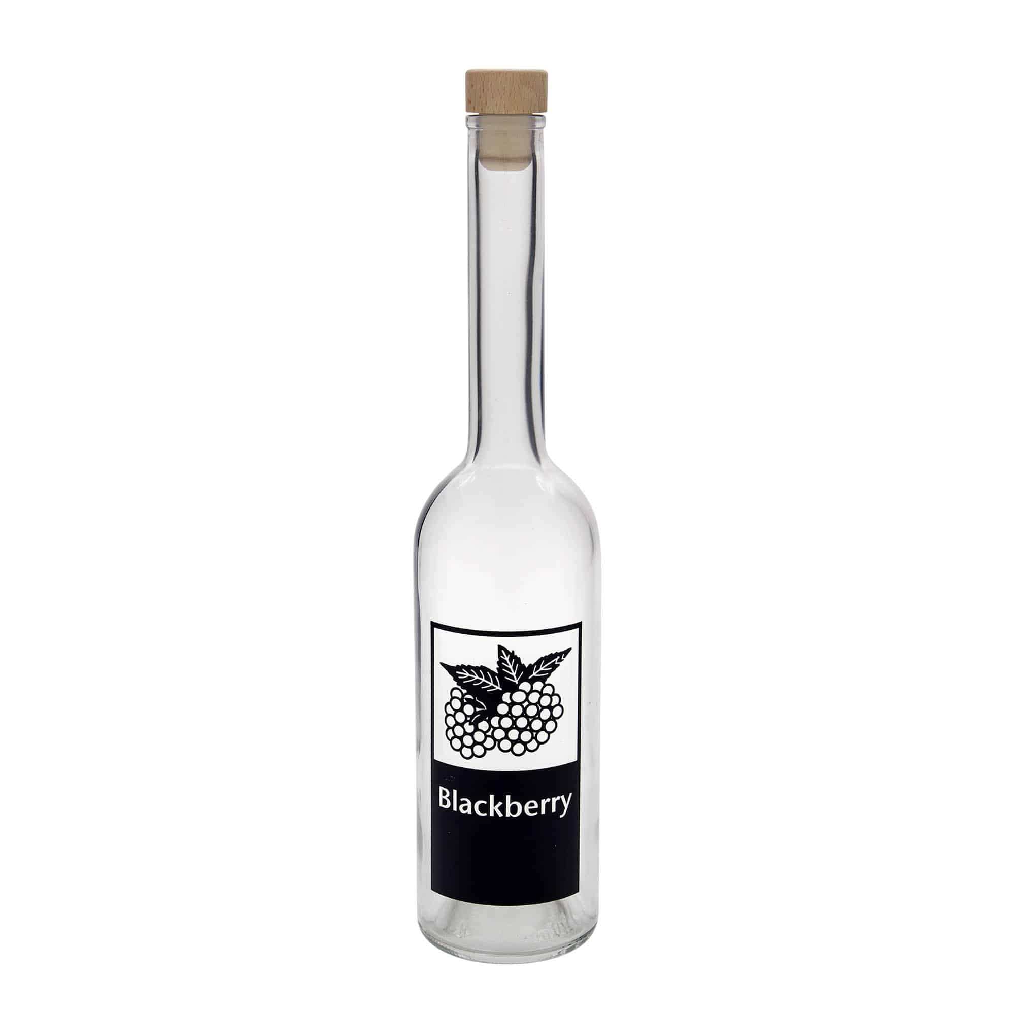 500 ml lasipullo 'Ooppera', kuvio: Blackberry, suu: korkki