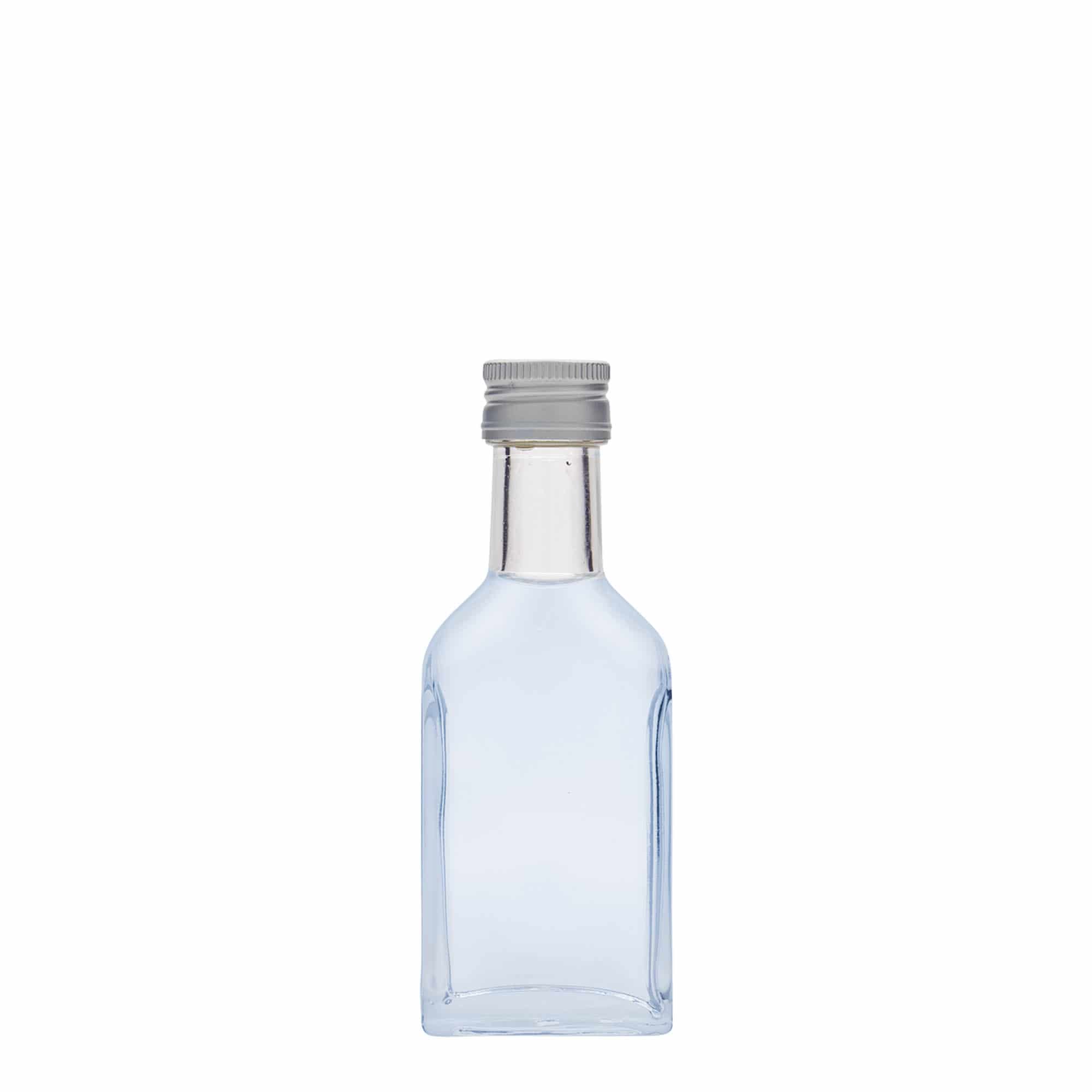40 ml taskupullo pitkäkaulainen, suorakulmainen, lasia, suuaukko: PP 22